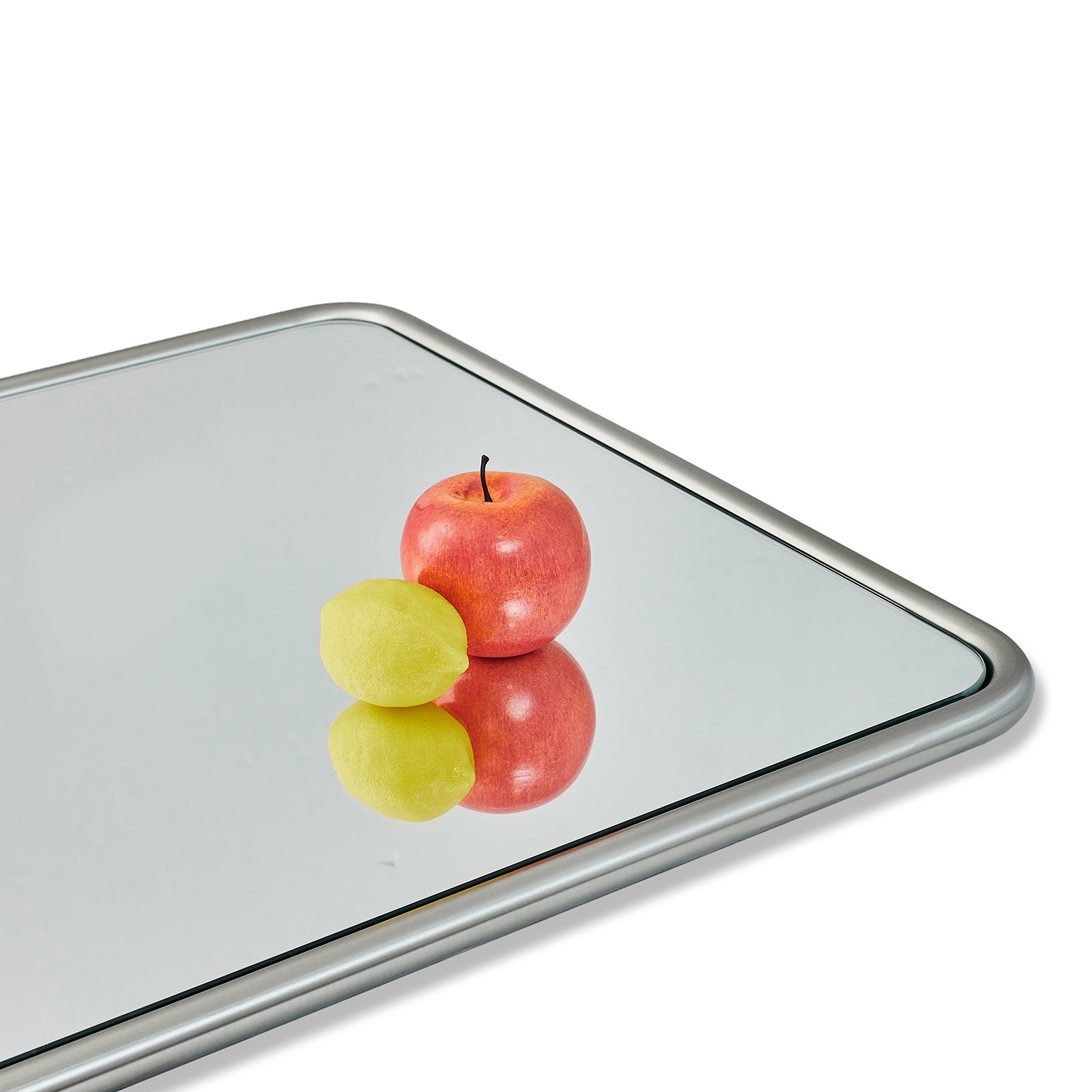 Contemporary Rectangle Bathroom Mirror |Rounded Stainless Steel Framed