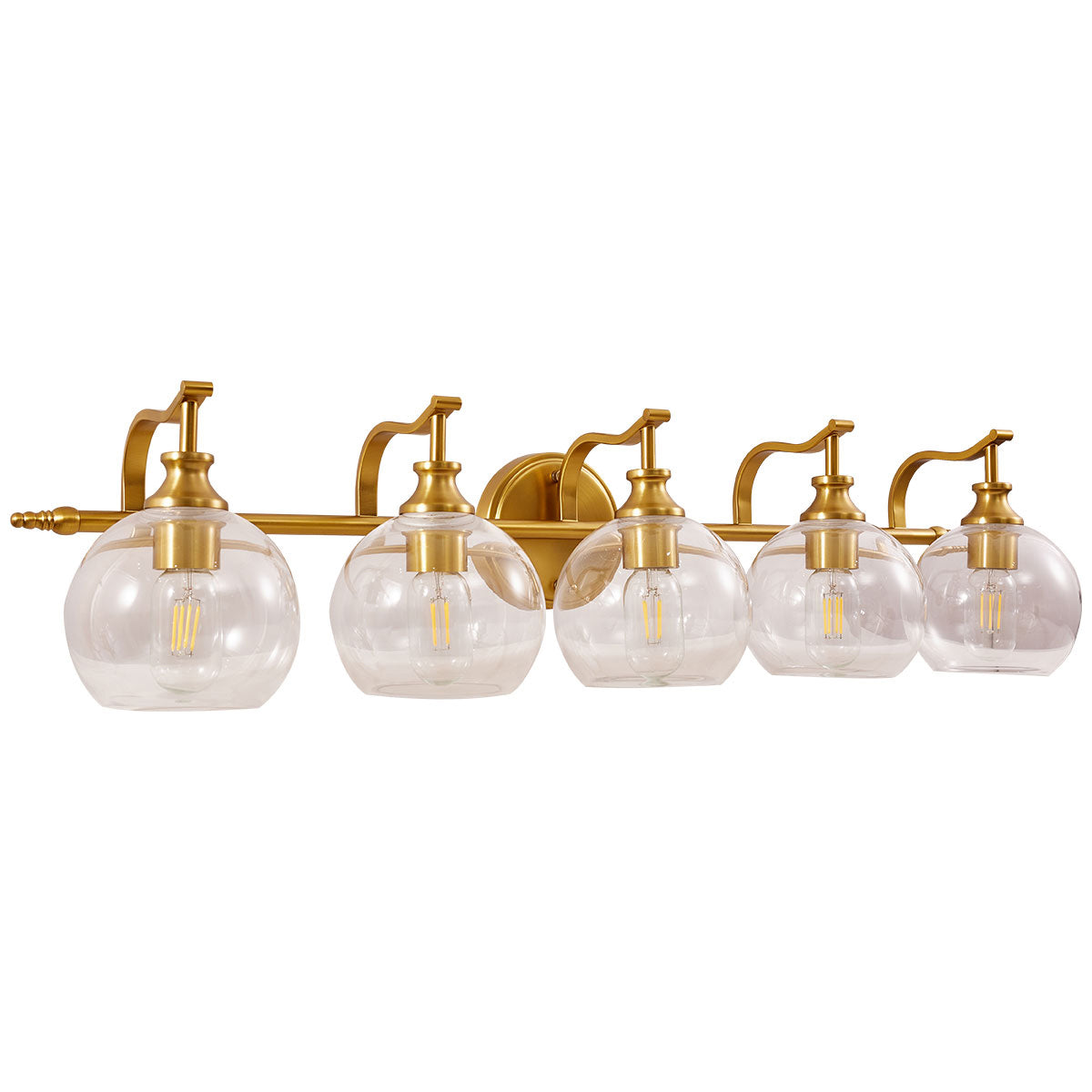 Modern Clear Globe Glass Shade Metal Crank Frame Bathroom Sconces