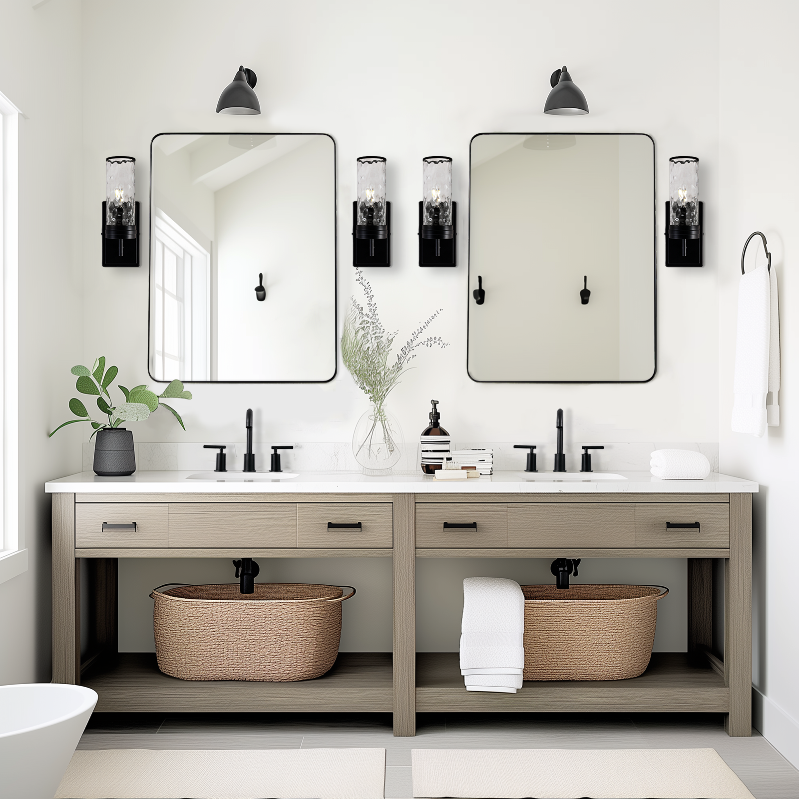 Tube Flow Hammer Glass Shade Bathroom Wall Sconces