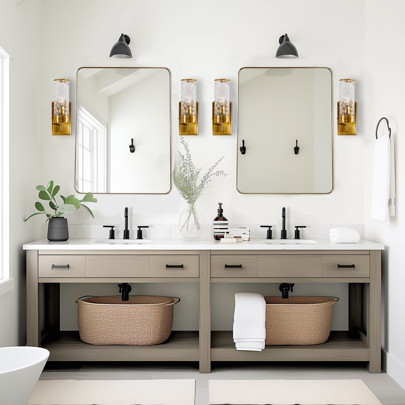 Tube Flow Hammer Glass Shade Bathroom Wall Sconces