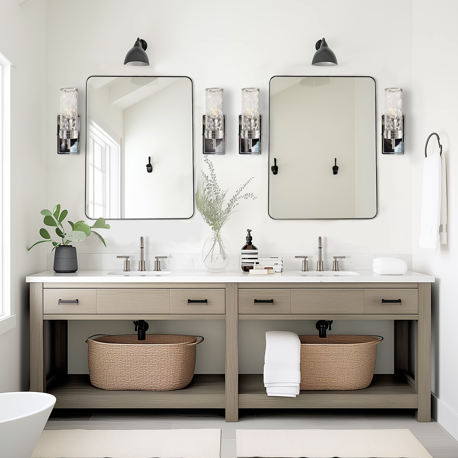 Tube Flow Hammer Glass Shade Bathroom Wall Sconces