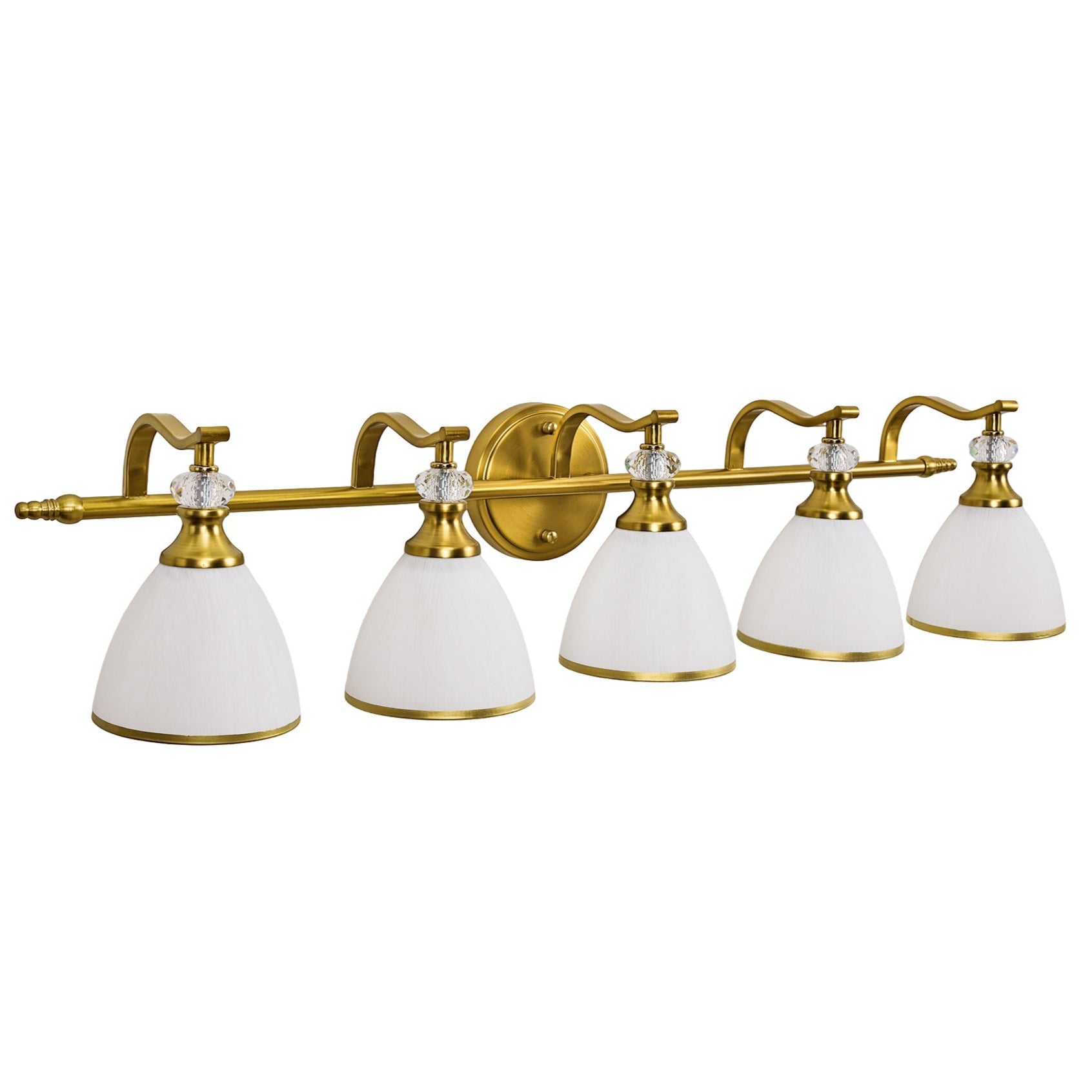 Artistical Metal Crank Frame White Frosted Trumpet Shade Bathroom Sconces