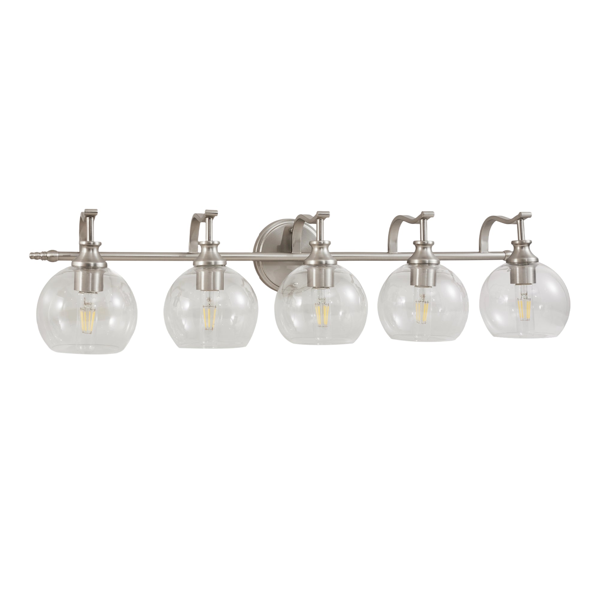 Modern Clear Globe Glass Shade Metal Crank Frame Bathroom Sconces
