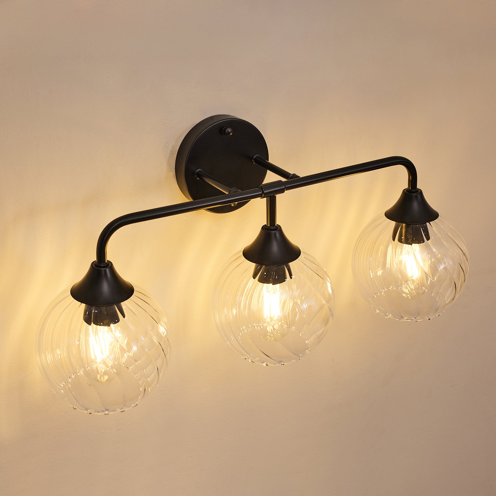 Striped Spiral Glass Globe Shade Wall Sconce Vanity Lights