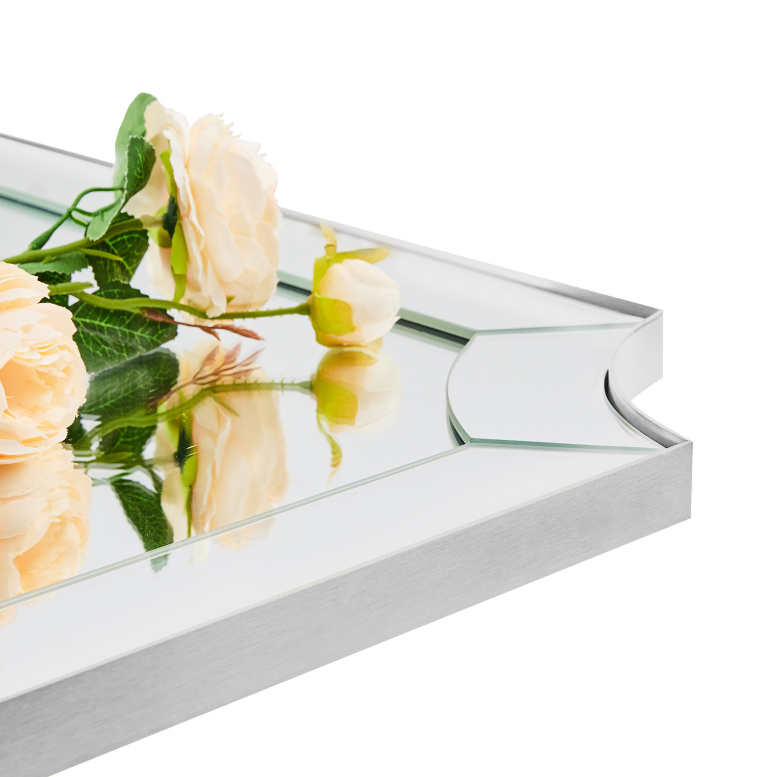 Minuette Glass Tiles Edge Scalloped Bathroom Vanity Mirrors | Stainless Steel Frame