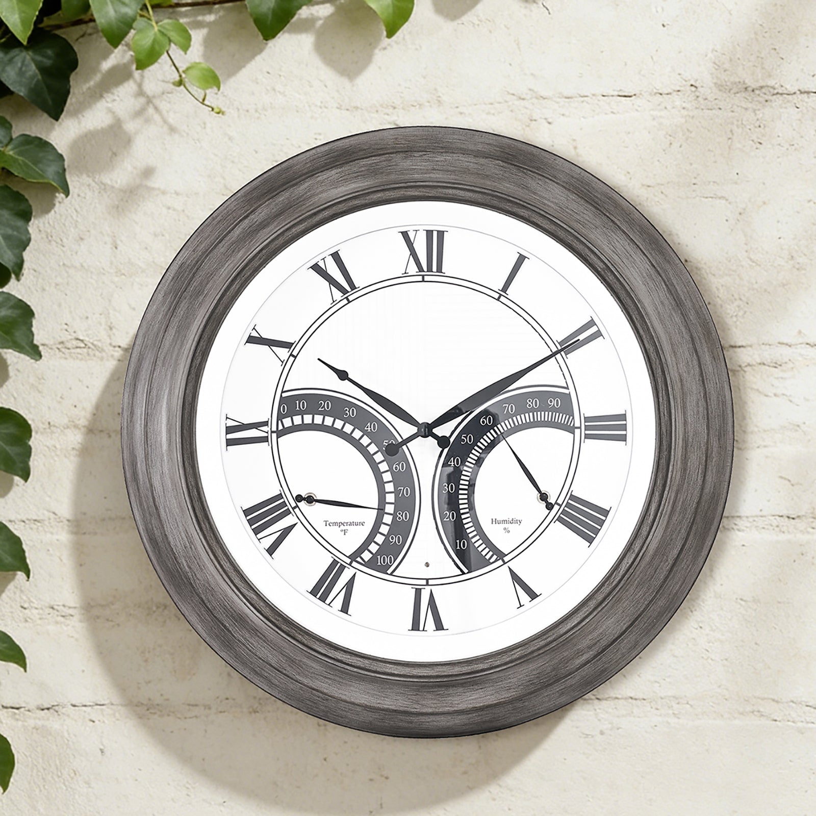 Contemporary 24 Inch Large Outdoor Wall Clock Waterproof Illuminated Clock,Stripe Dial
