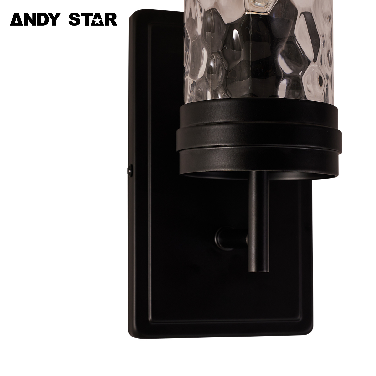 ANDY STAR Modern 1-Light Bathroom Vanity Light Fixtures,Single Wall Sconce with Hammered Glass Shade for Bathroom Living Room Hallway