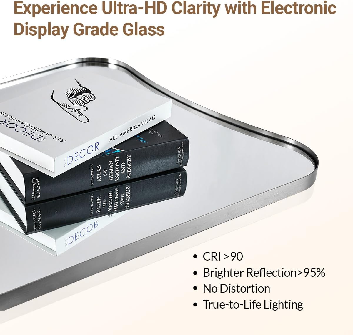 Contemporary Asymmetrical Irregular Wall Mirror for Bathroom |Stainless Steel Frame