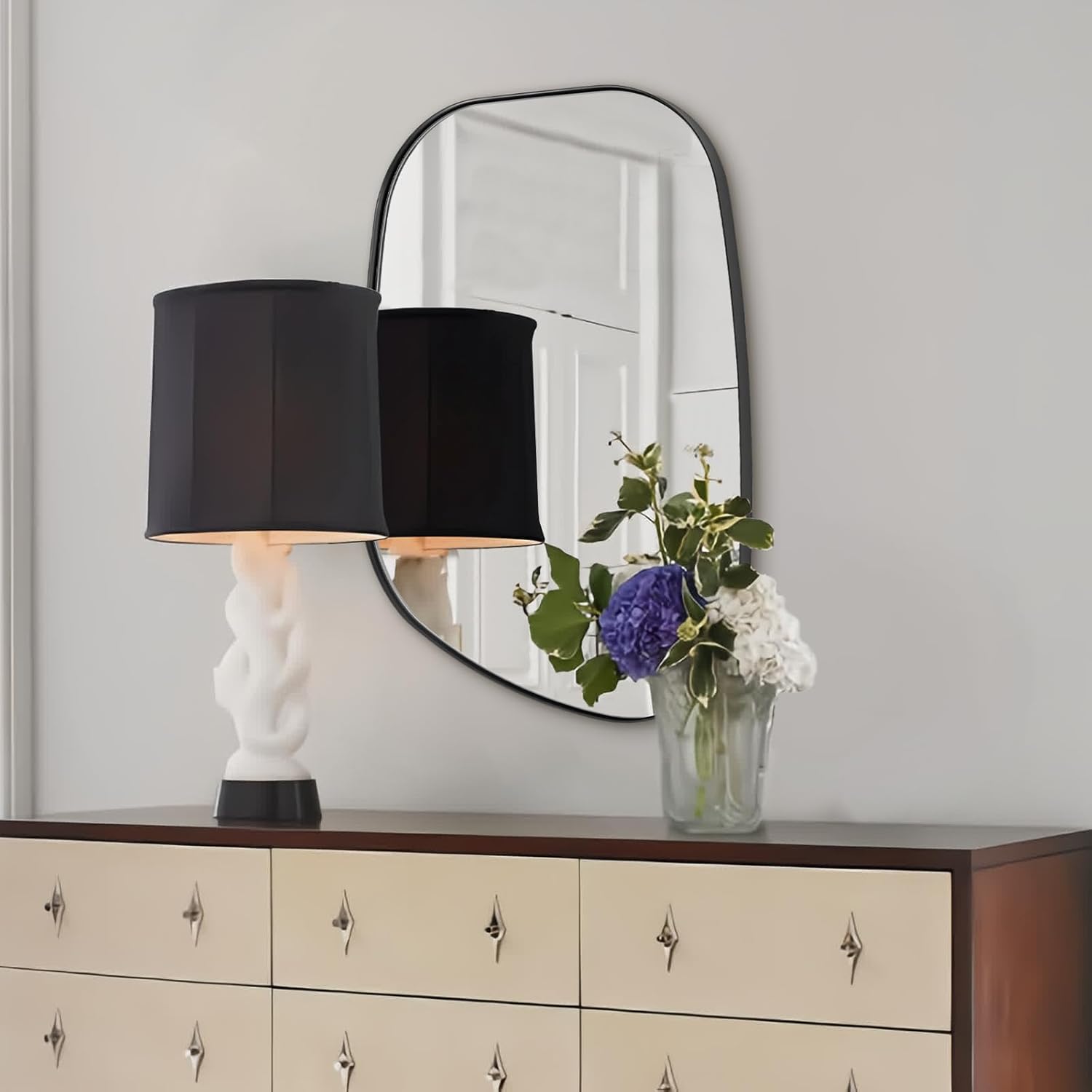 Asymmetrical Irregular Bathroom Wall Mirror | Stainless Steel Frame