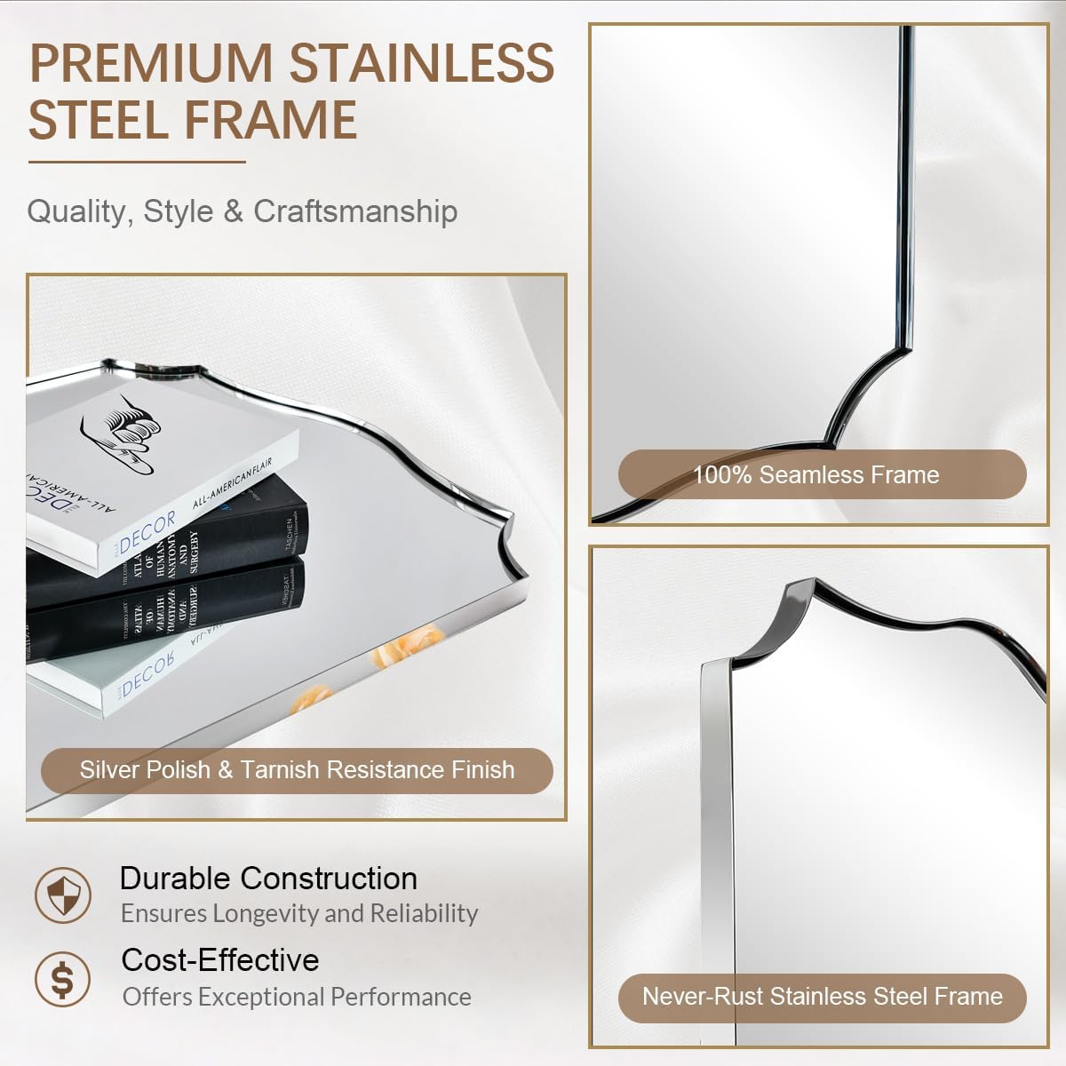 Open Box Like New: Contemporary Scalloped Rectangle Wall Mirror