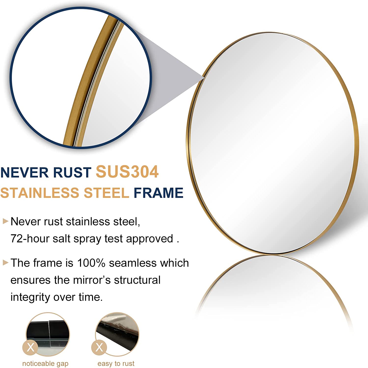 Open Box Like New: Modern Round Vanity Wall Mirrors For Bathroom