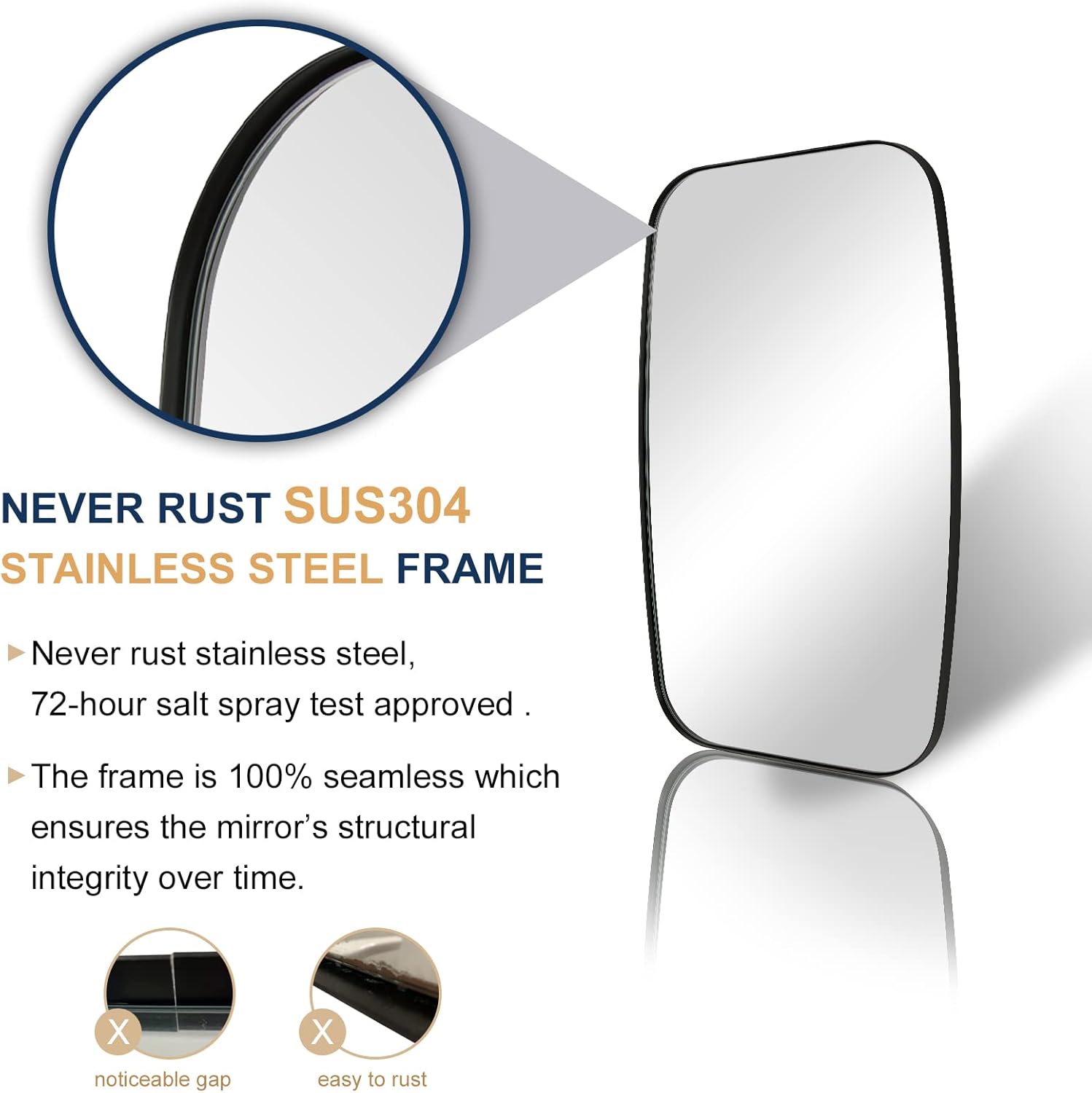 Open Box Like New:Modern Oblong Bathroom Mirror Long Oval Mirror