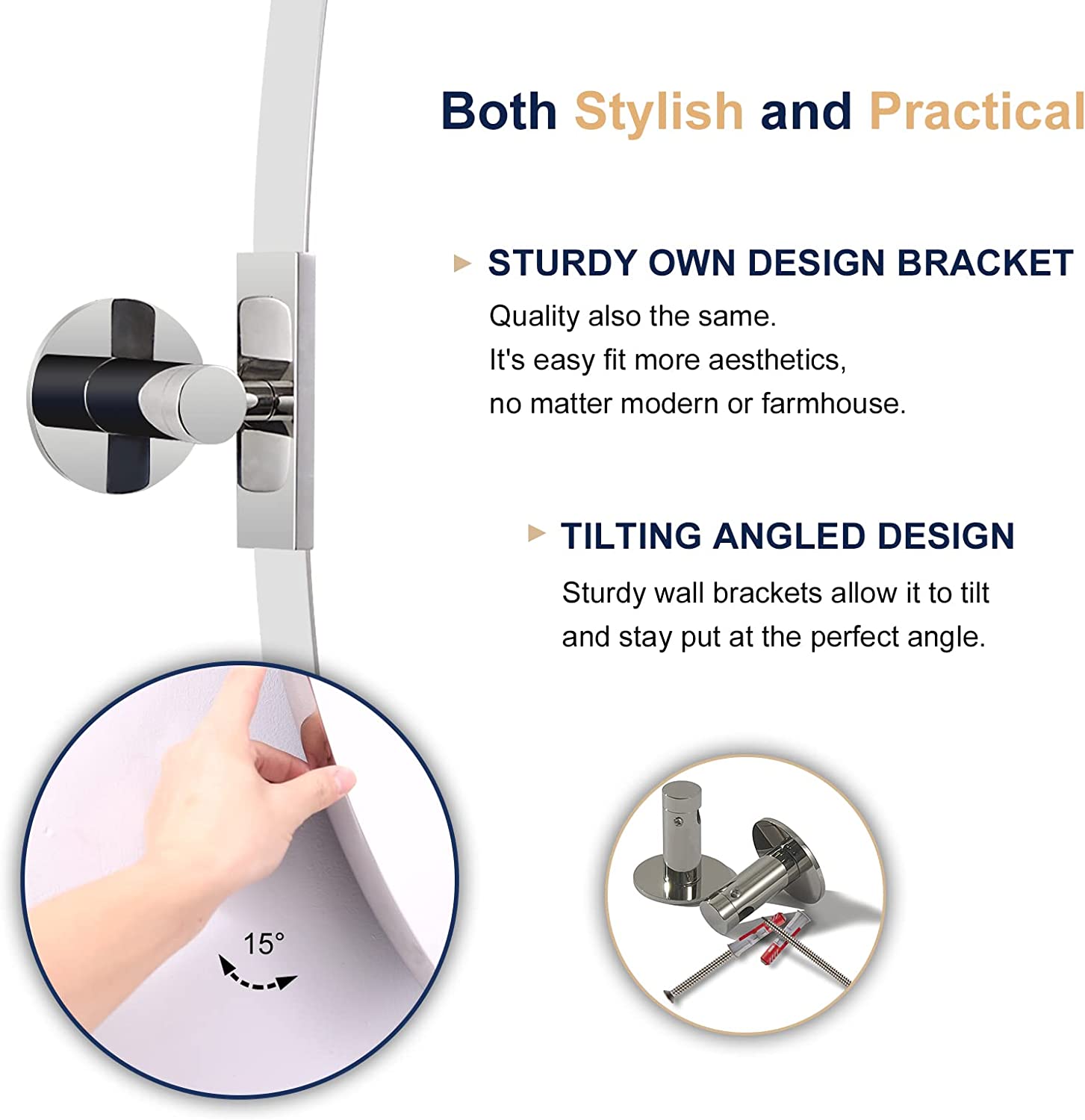 Oval Pivot Mirrors Adjustable Tilting Angle for Bathroom | Stainless Steel Framed