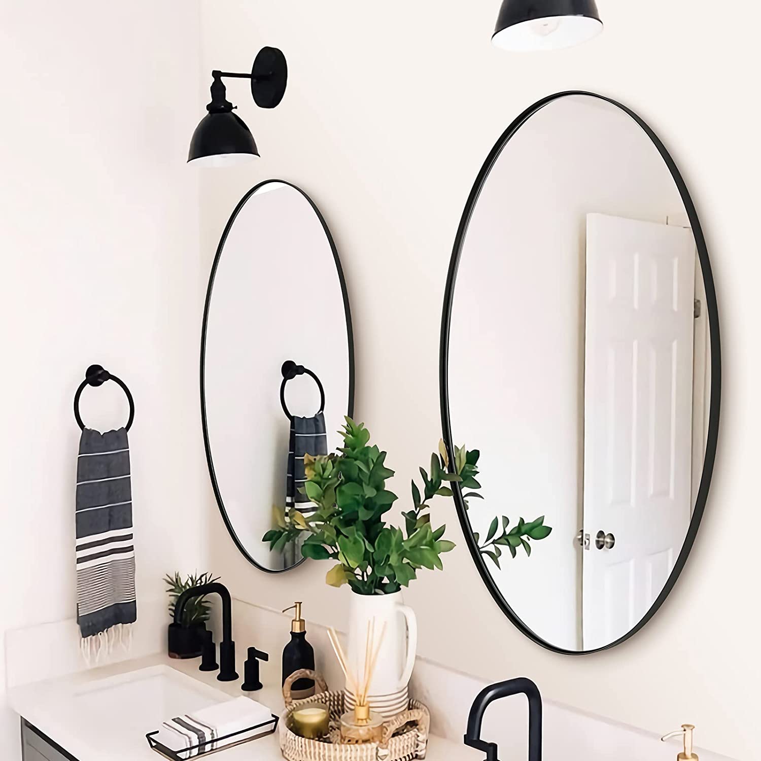 Modern Oval Bathroom Wall Mirrors |Stainless Steel Framed