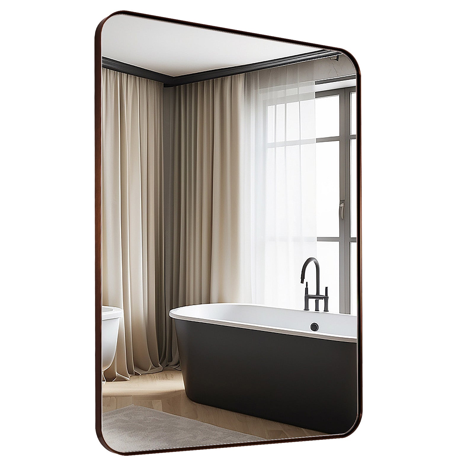 Minimalist Modern Rounded Rectangular Bathroom Mirrors