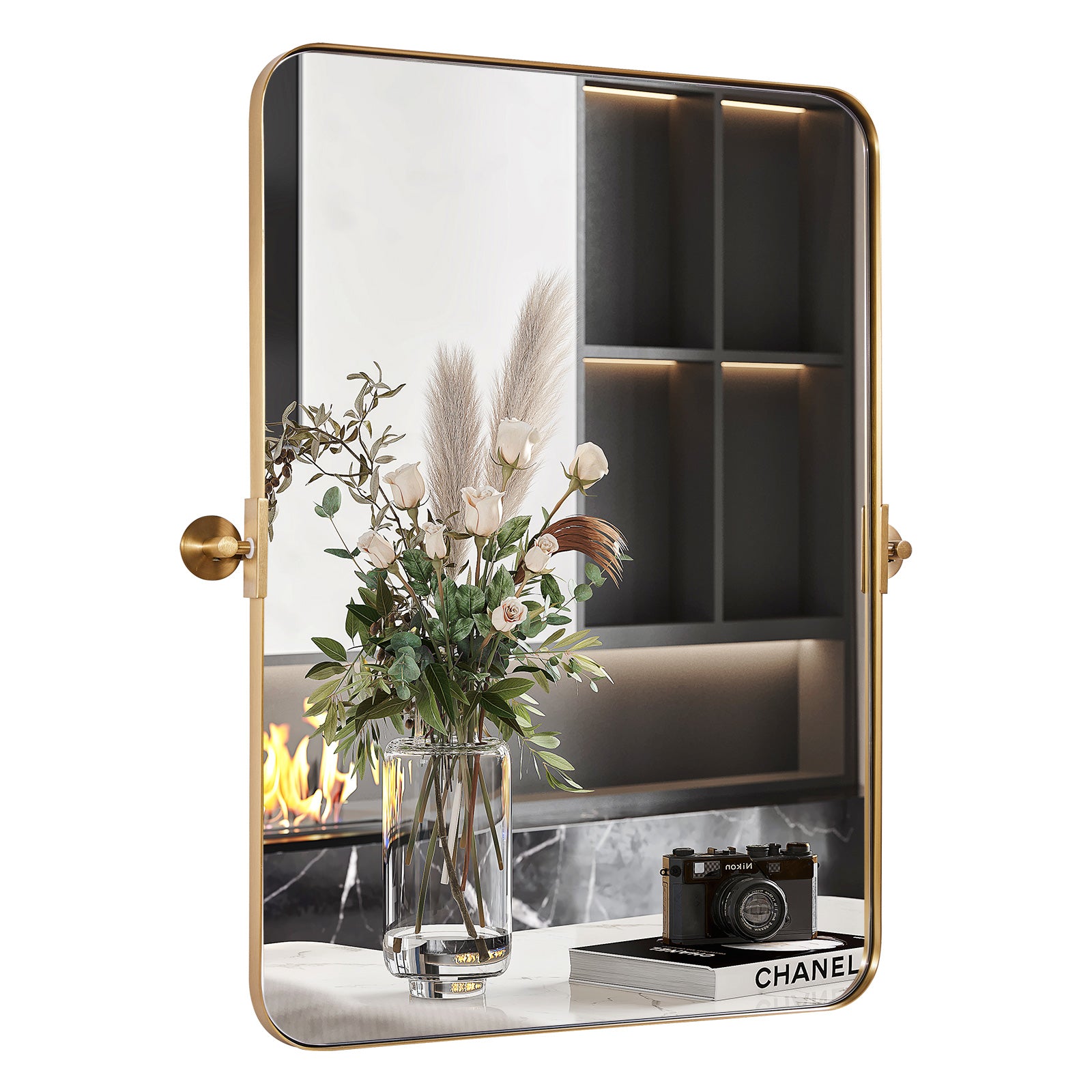 Tilting Rectangular Pivot Mirror for Bathroom/Vanity | Stainless Steel Frame