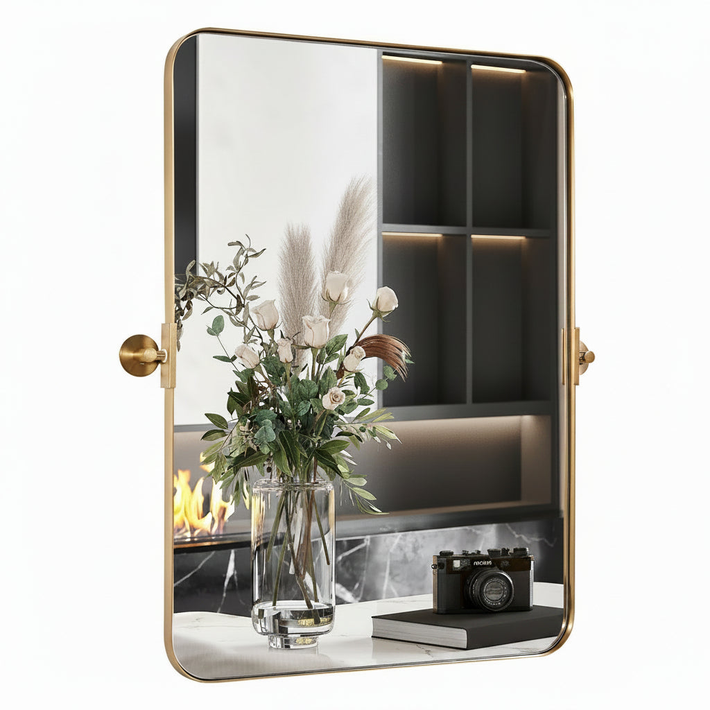 Tilting Rectangular Pivot Mirror for Bathroom/Vanity Floating Mirror | Stainless Steel Frame