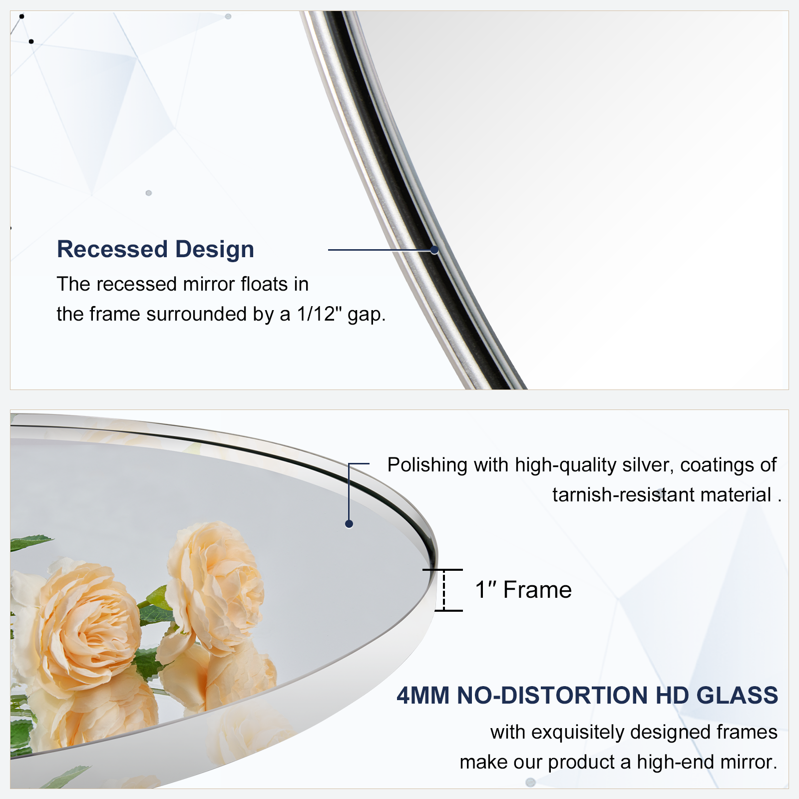 Modern Pill Shaped Capsule Wall Mirrors Long Oval Bathroom Vanity Mirror | Stainless Steel Frame