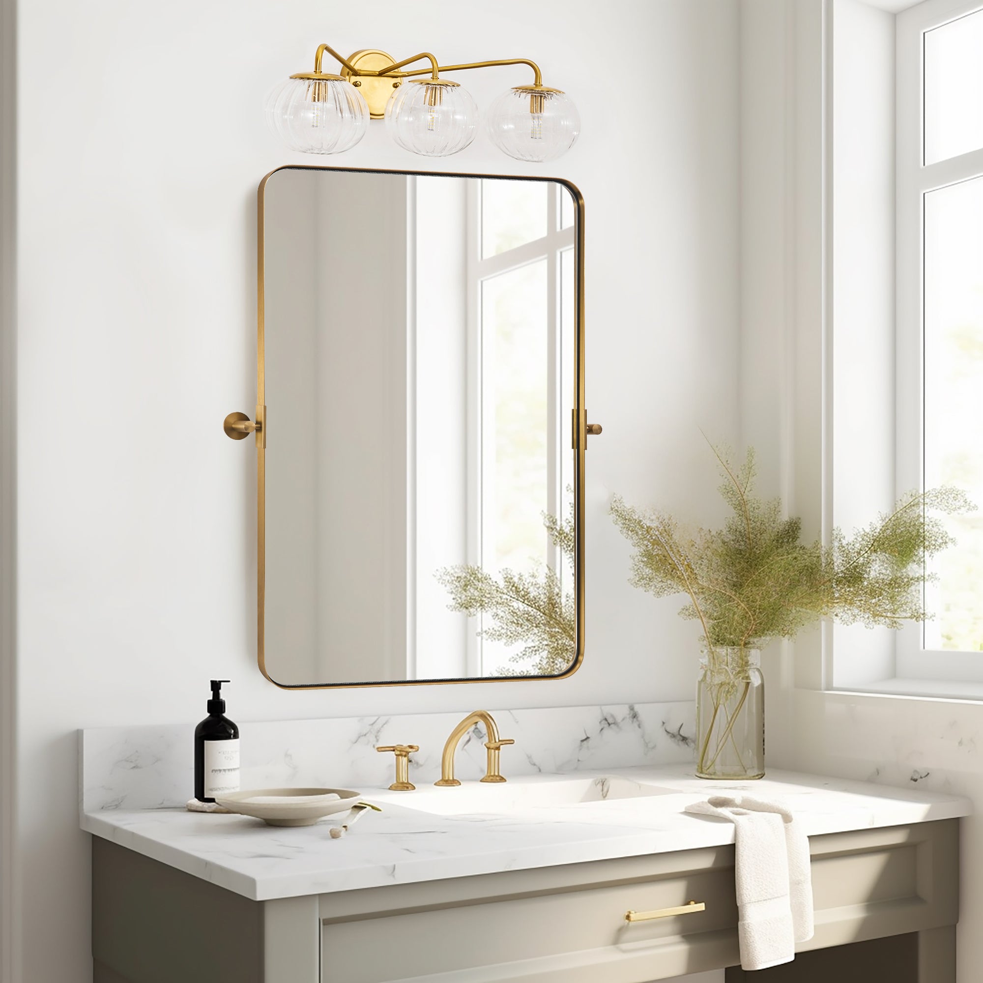 Contemporary Pumpkin Clear Glass Shades Bathroom Wall Sconce