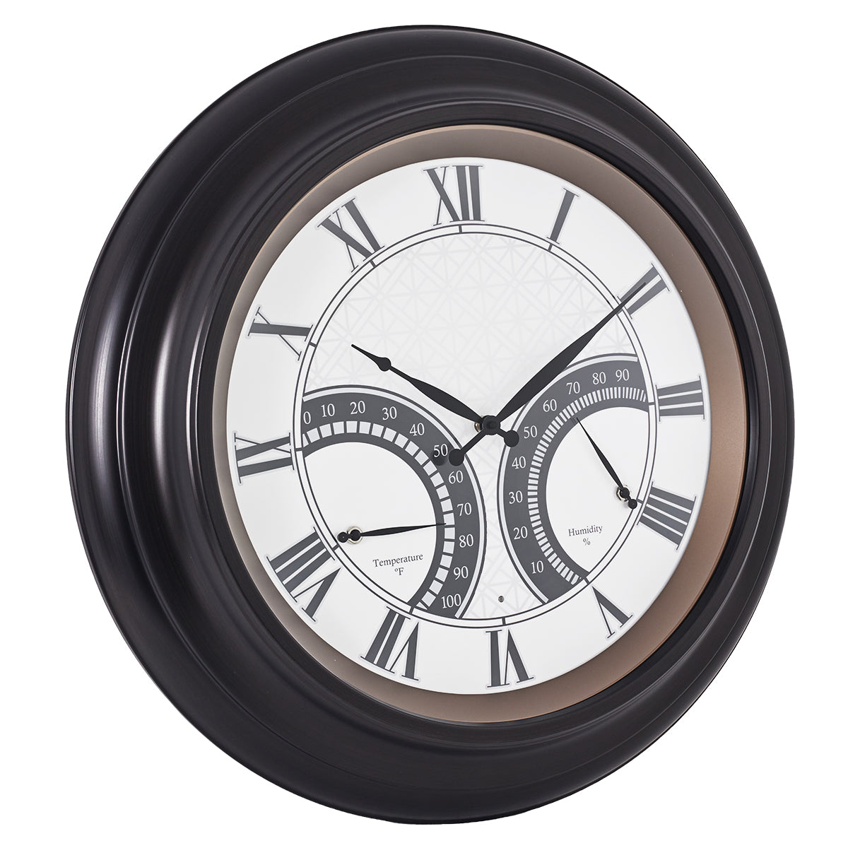 24 Inch Outdoor Wall Clock Large Waterproof Illuminated Clock with Thermometer,Geometric Dial