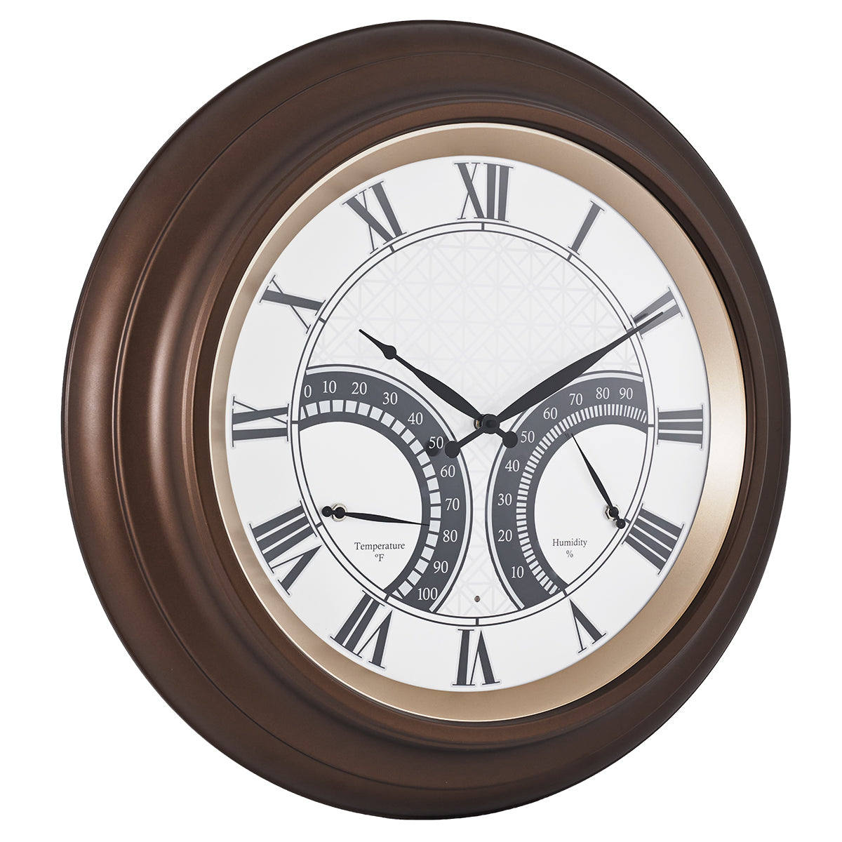 24 Inch Outdoor Wall Clock Large Waterproof Illuminated Clock with Thermometer,Geometric Dial