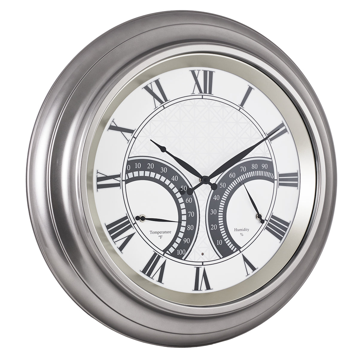 24 Inch Outdoor Wall Clock Large Waterproof Illuminated Clock with Thermometer,Geometric Dial