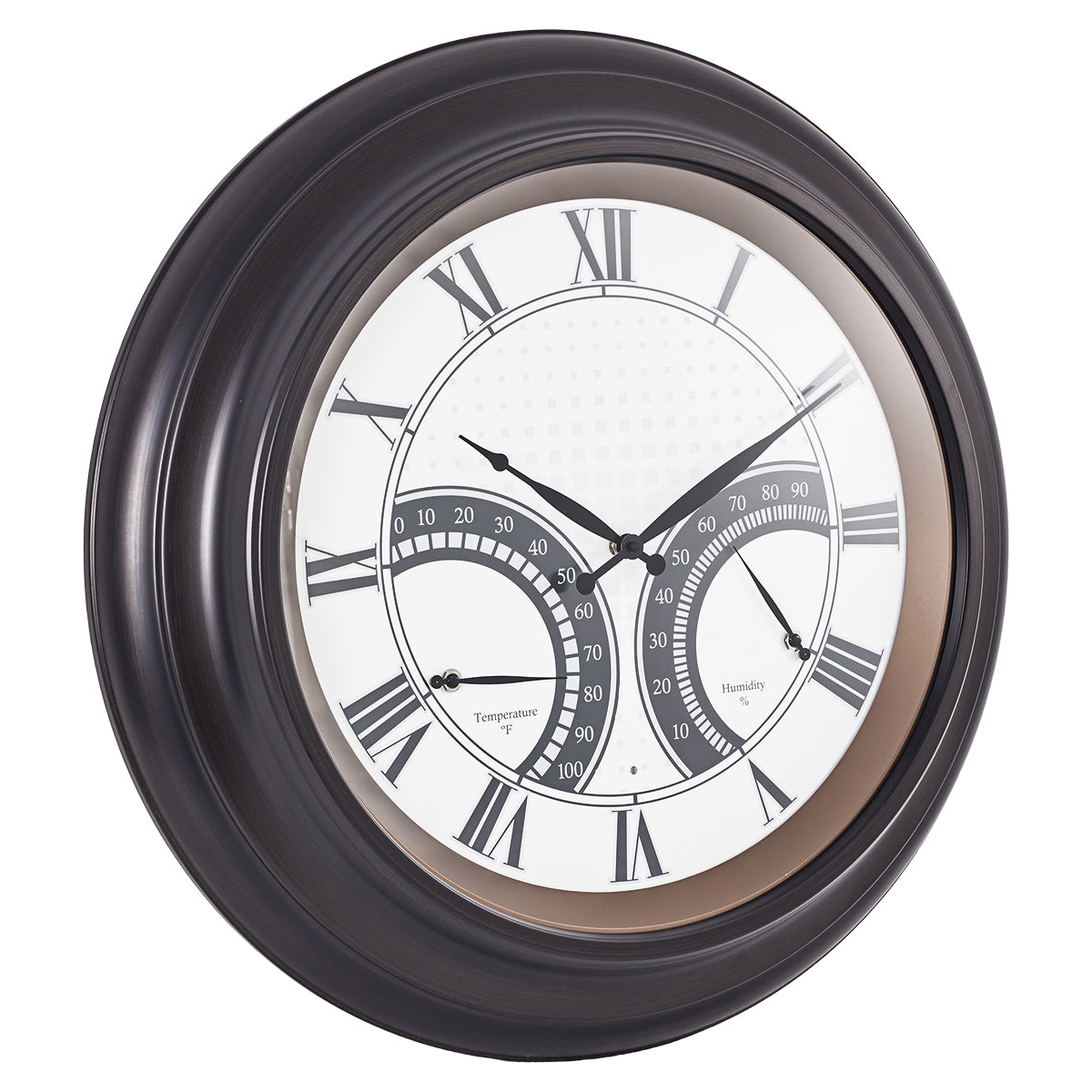 24 Inch Outdoor Wall Clock Large Waterproof Illuminated Clock with Thermometer,Square Grid Dial
