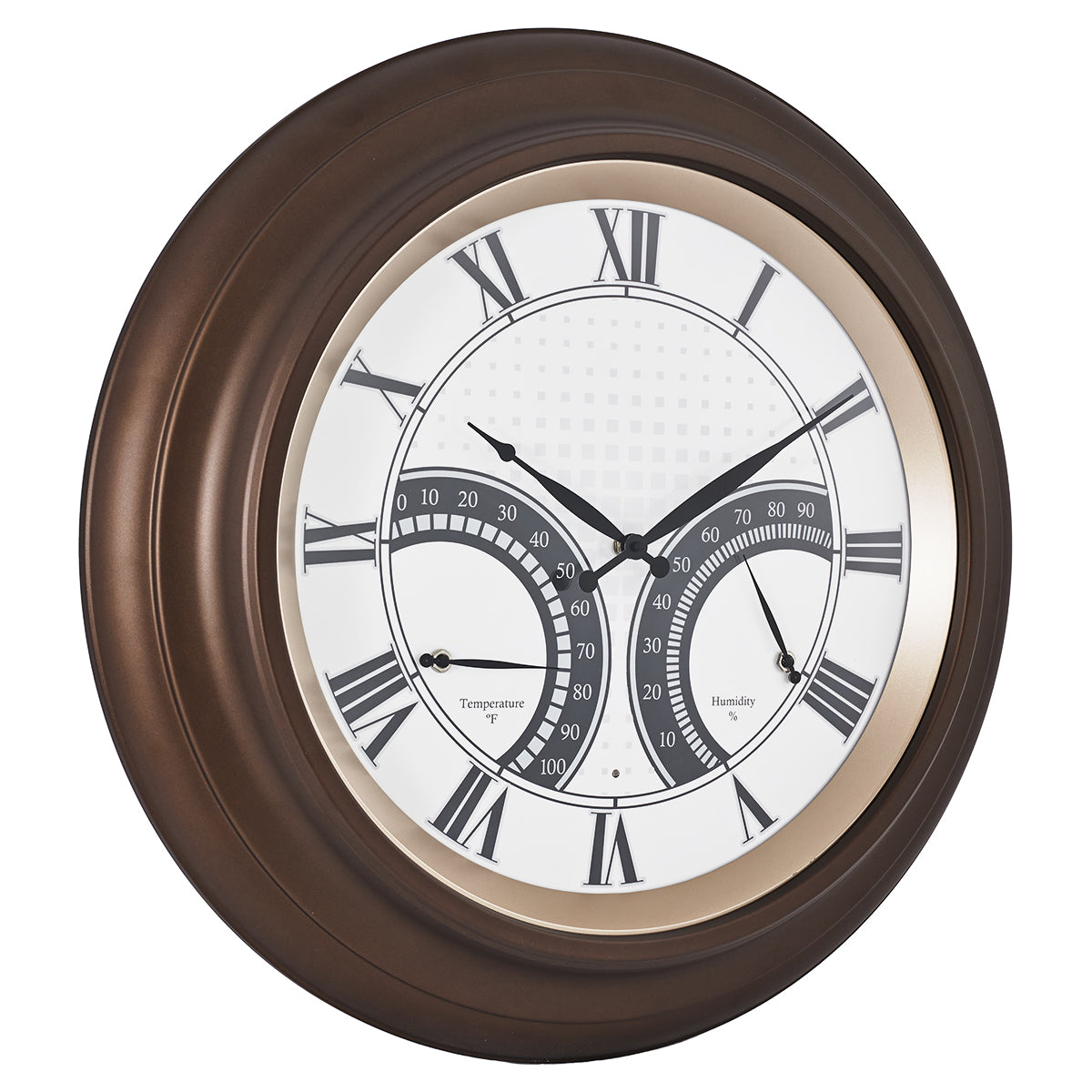 24 Inch Outdoor Wall Clock Large Waterproof Illuminated Clock with Thermometer,Square Grid Dial