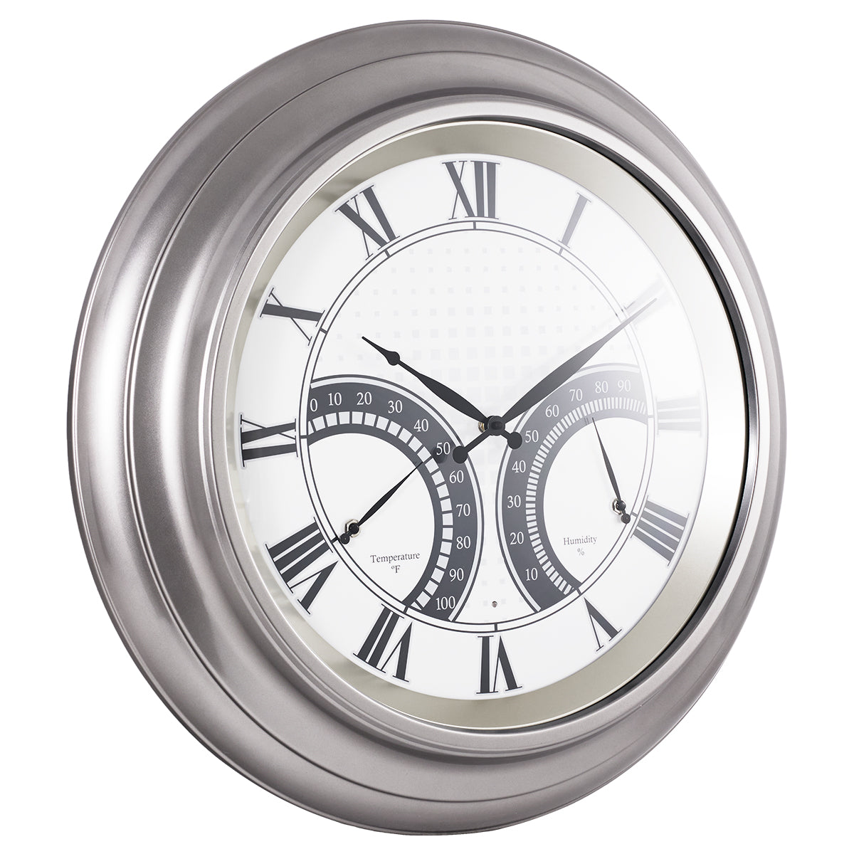 24 Inch Outdoor Wall Clock Large Waterproof Illuminated Clock with Thermometer,Square Grid Dial