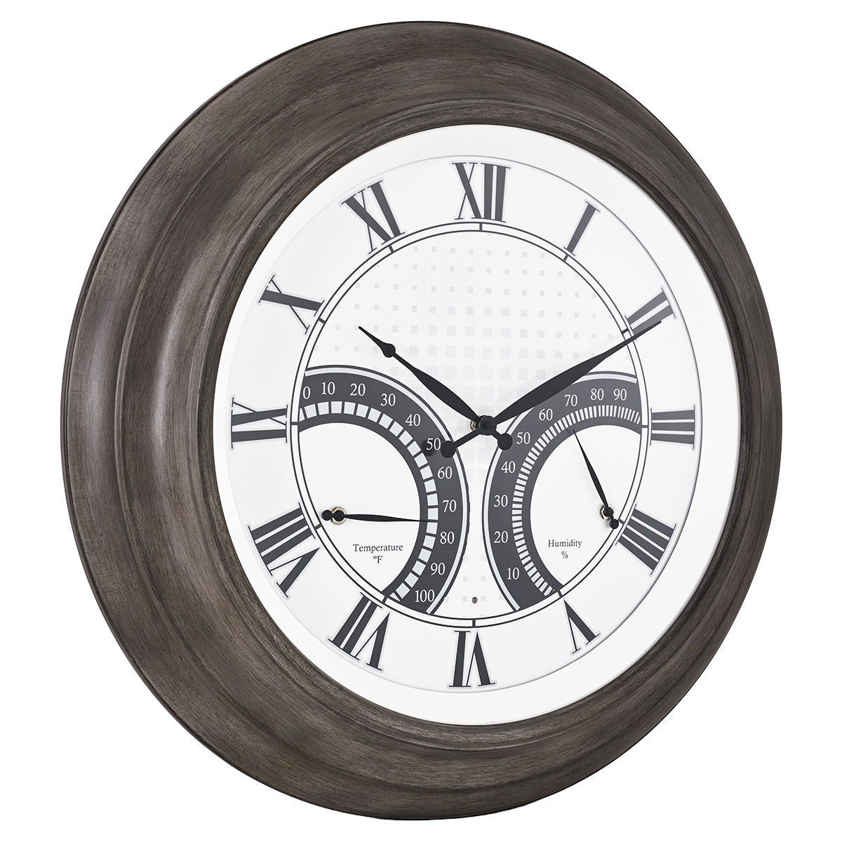 24 Inch Outdoor Wall Clock Large Waterproof Illuminated Clock with Thermometer,Square Grid Dial