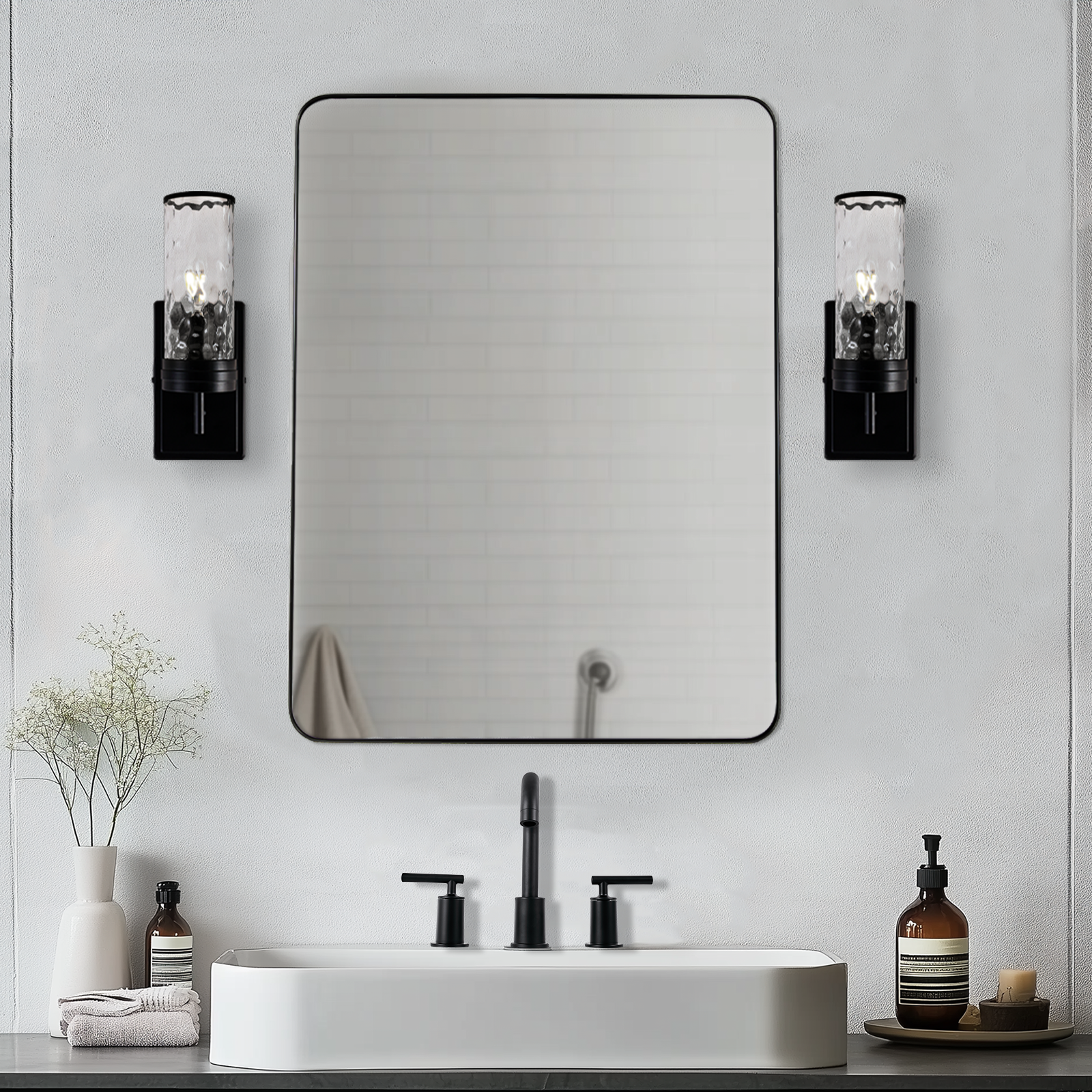 Tube Flow Hammer Glass Shade Bathroom Wall Sconces