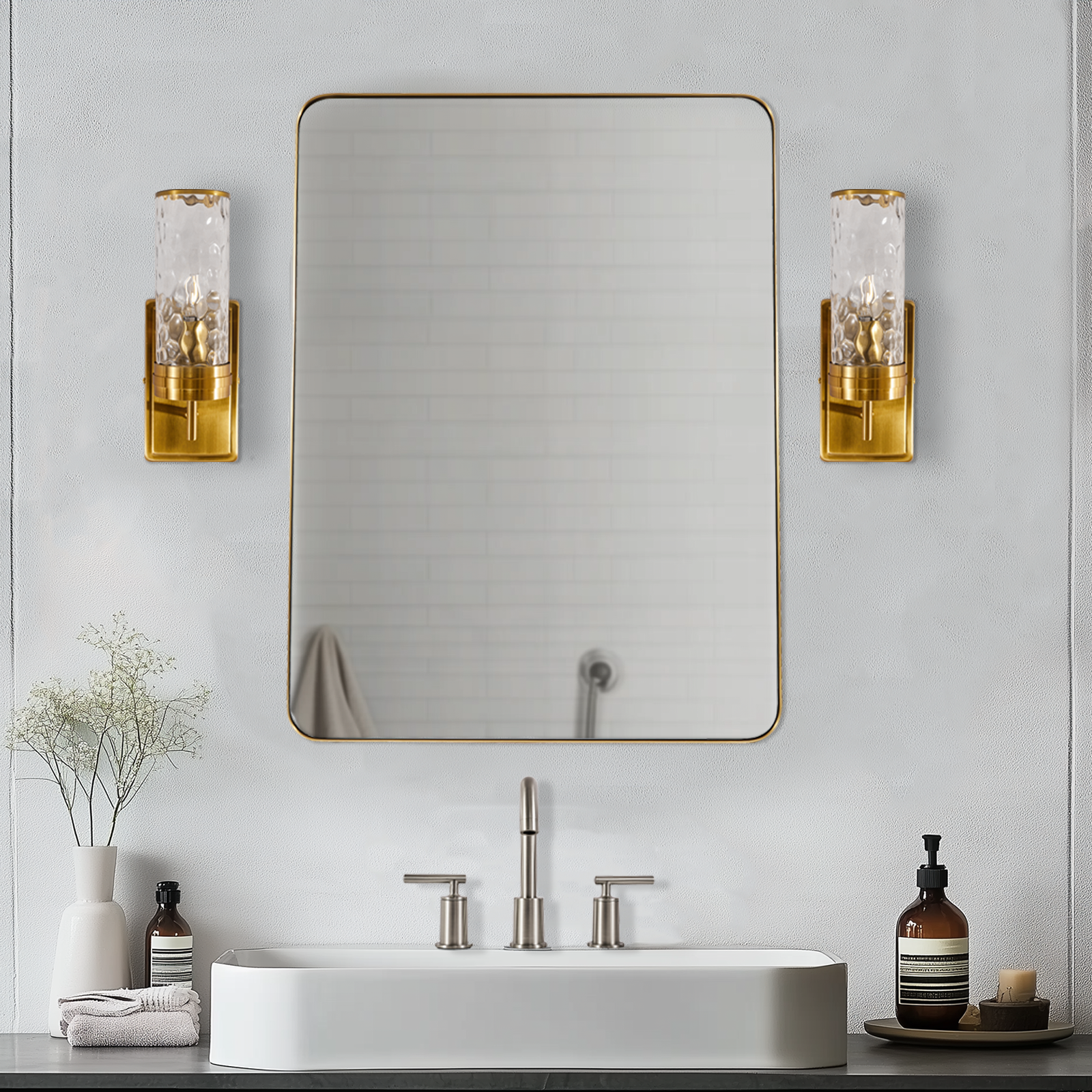 Tube Flow Hammer Glass Shade Bathroom Wall Sconces