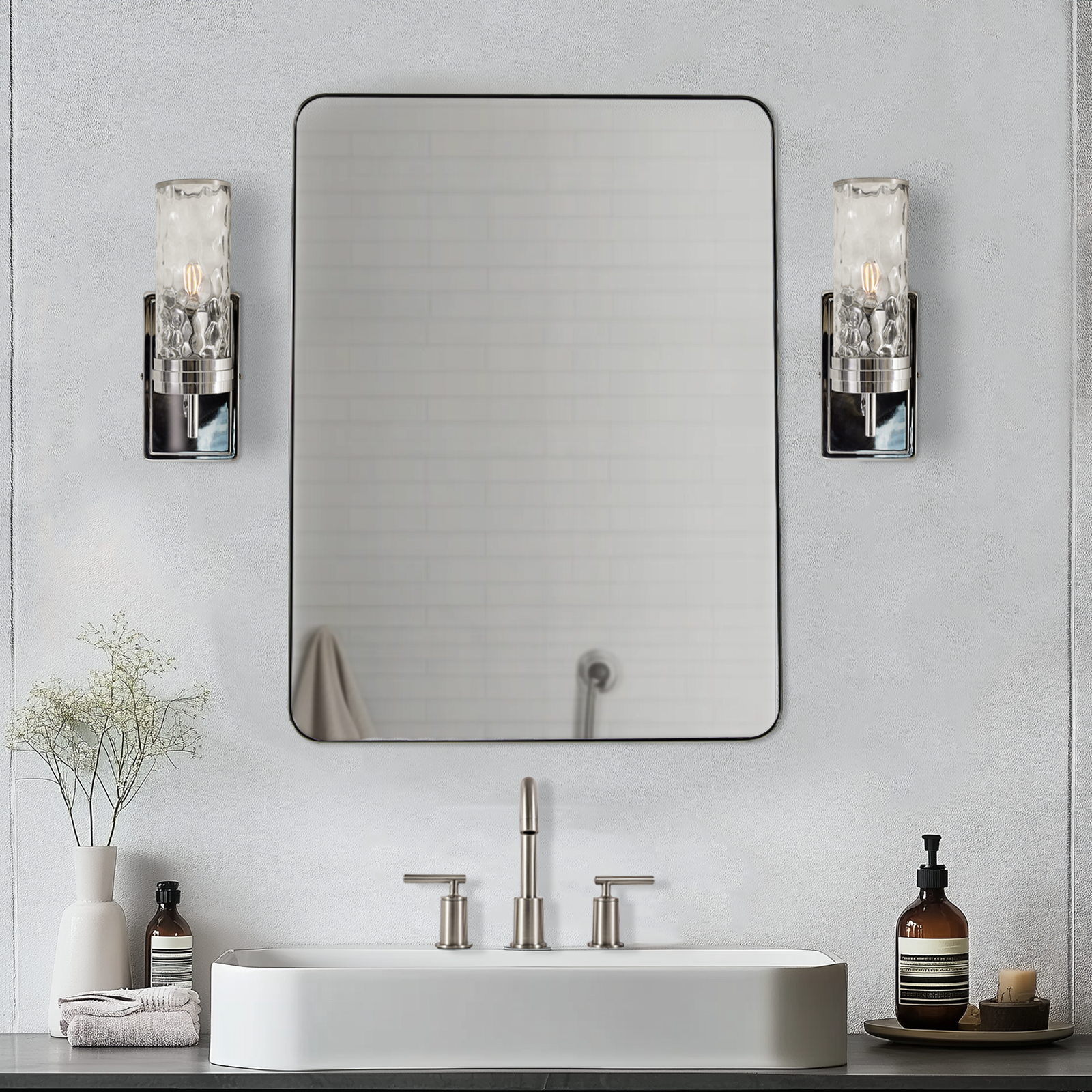 Tube Flow Hammer Glass Shade Bathroom Wall Sconces