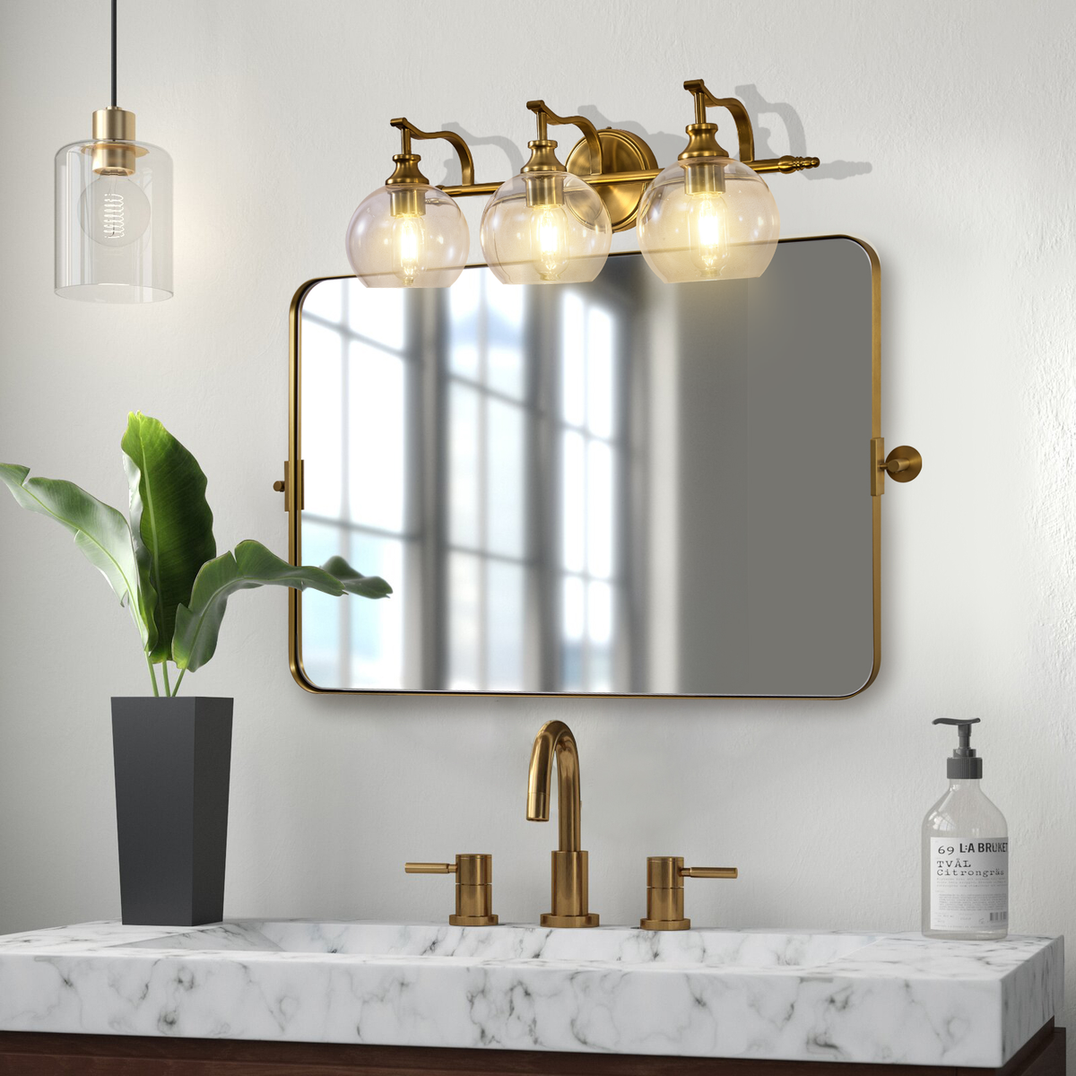 Open Box Like New: Tilting Rectangular Pivot Mirror for Bathroom | Stainless Steel Frame