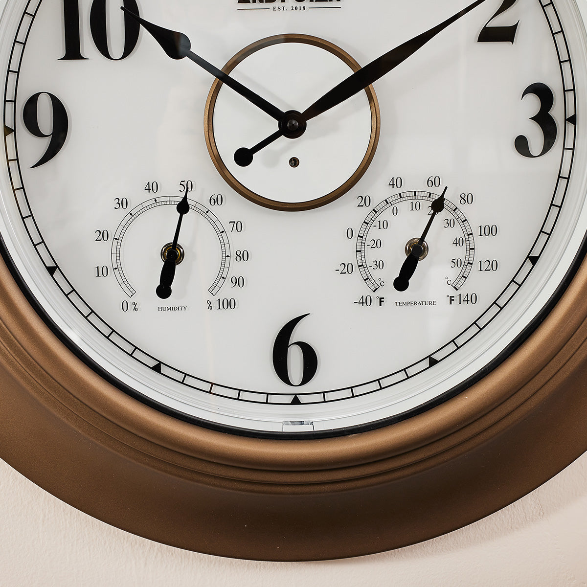21 inch Bronze Waterproof Bathroom Wall Clock Illuminated Outdoor Clock with Thermometer