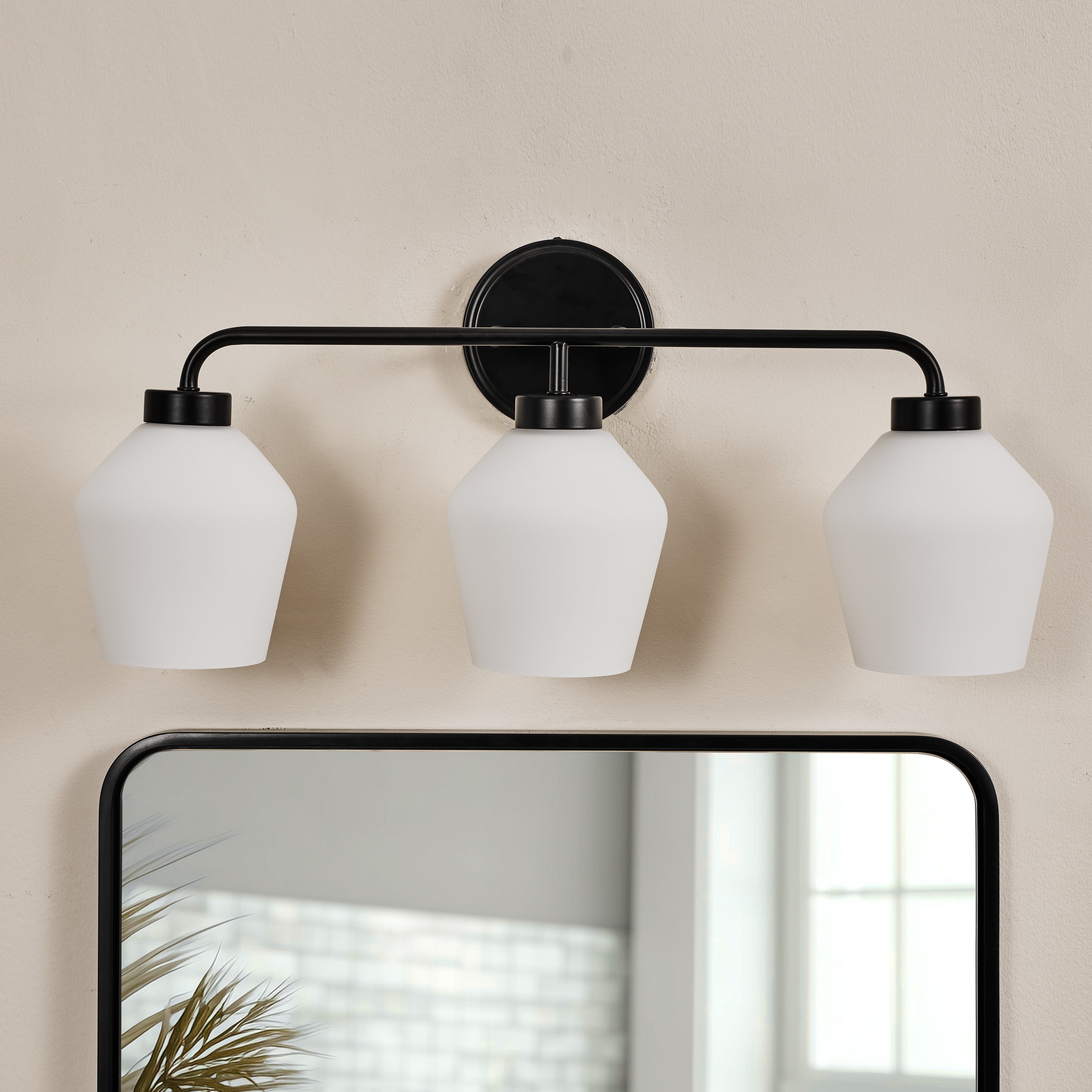Contemporary Milk White Glass Shade Wall Sconce Bathroom Vanity Light Fixtures