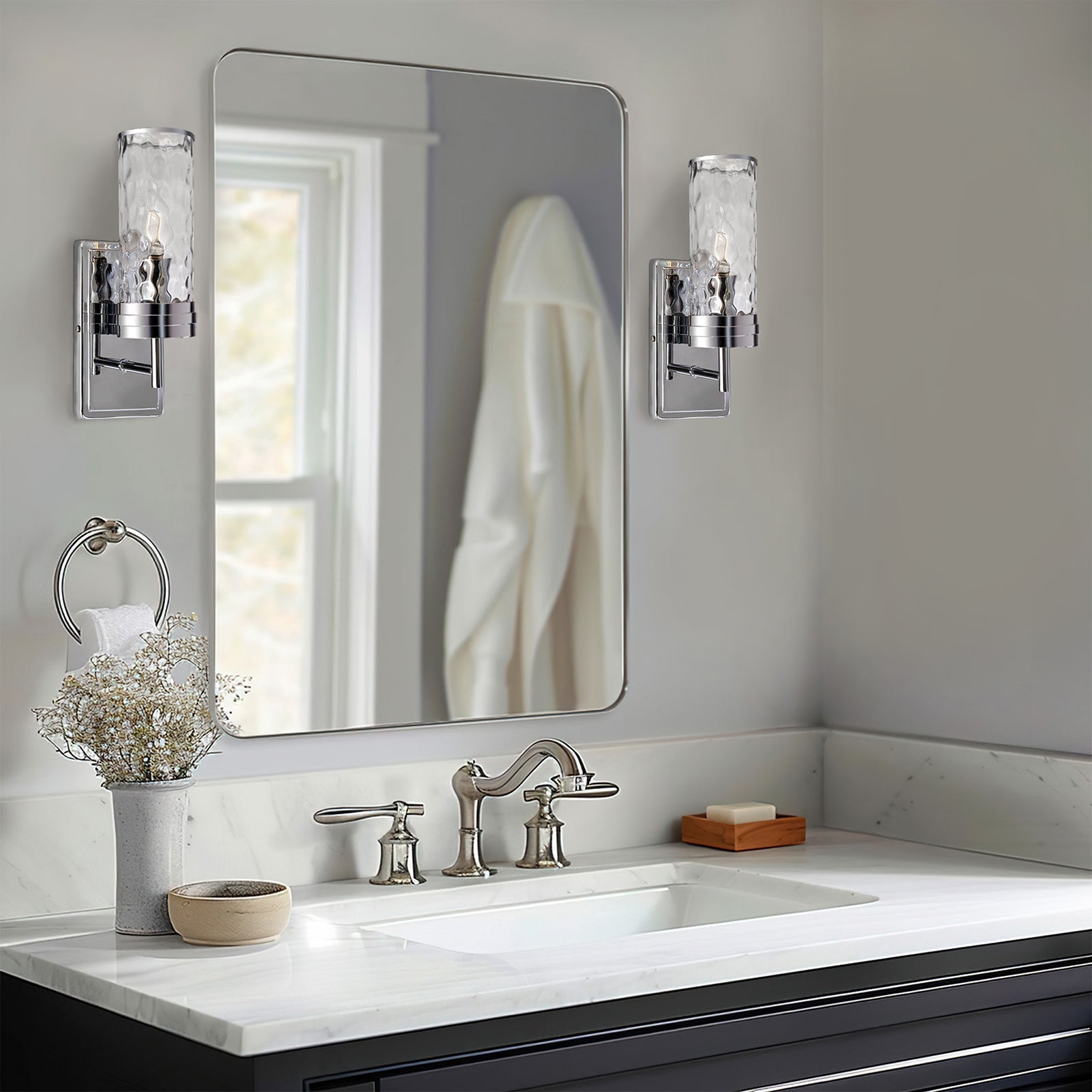 Tube Flow Hammer Glass Shade Bathroom Wall Sconces