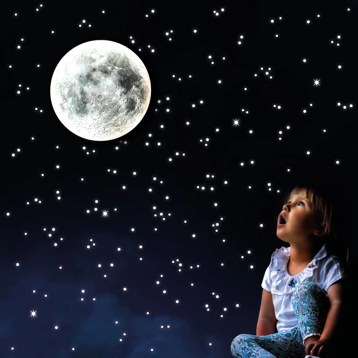 LED Moon Mirror - Aesthetic Mirror Decor with Lunar Illumination Moon Wall Lamp