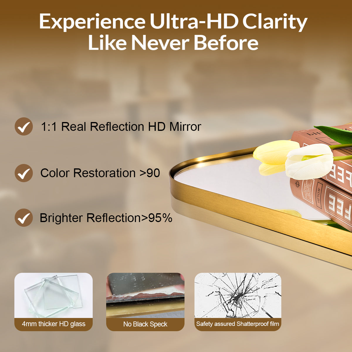 Contemporary Asymmetrical Irregular Wall Mirror for Bathroom |Stainless Steel Frame