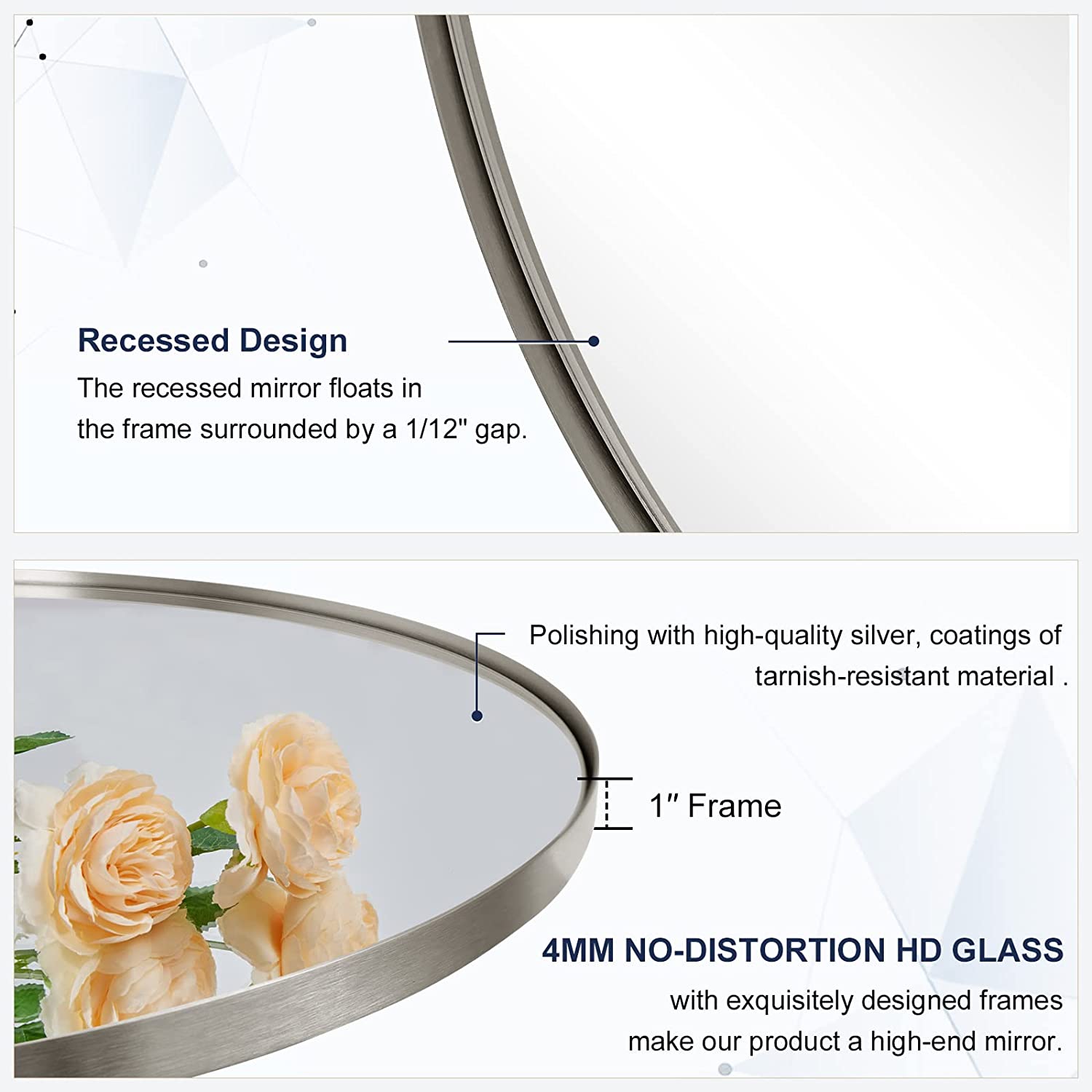 Contemporary Round Bathroom Mirrors Circle Wall Mirrors | Stainless Steel Frame