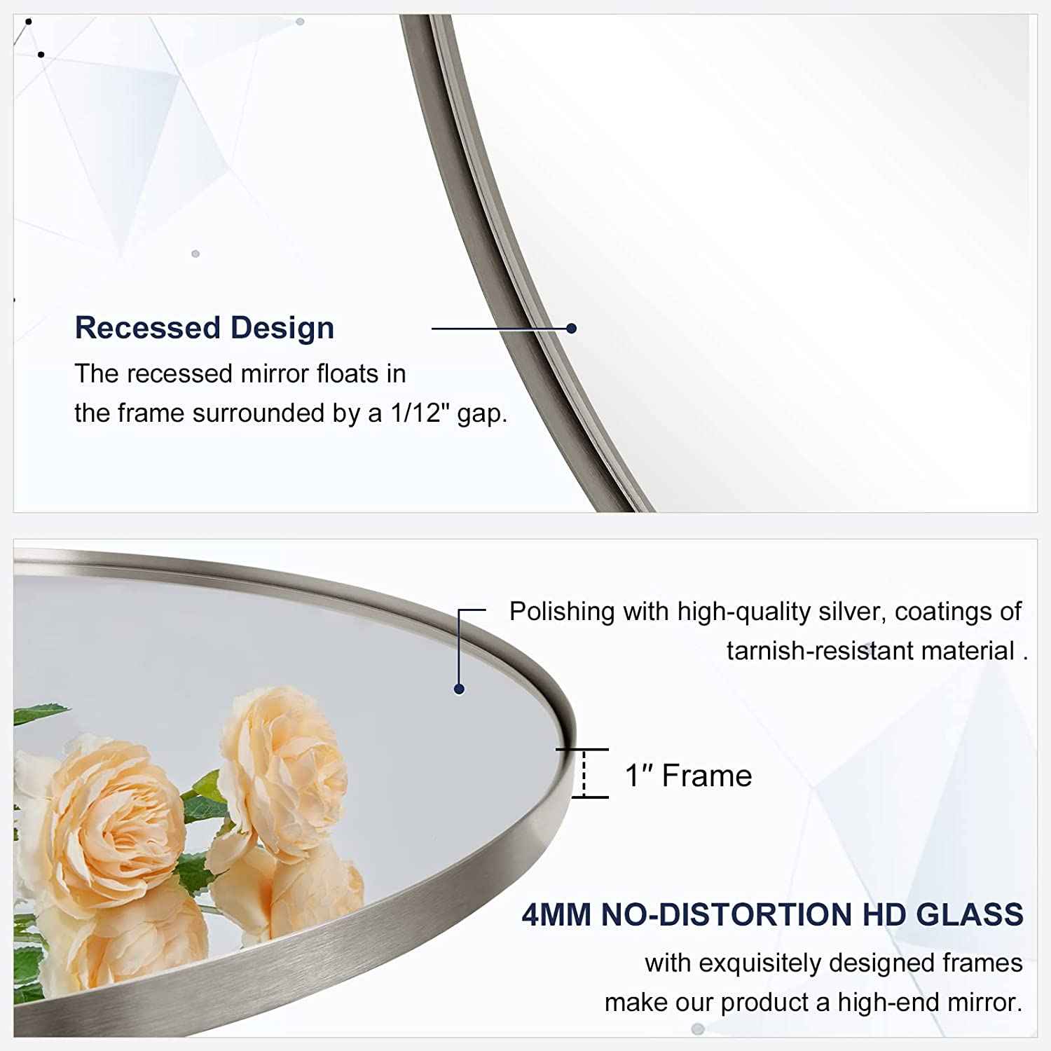 Contemporary Round Bathroom Mirrors Circle Wall Mirrors | Stainless Steel Frame