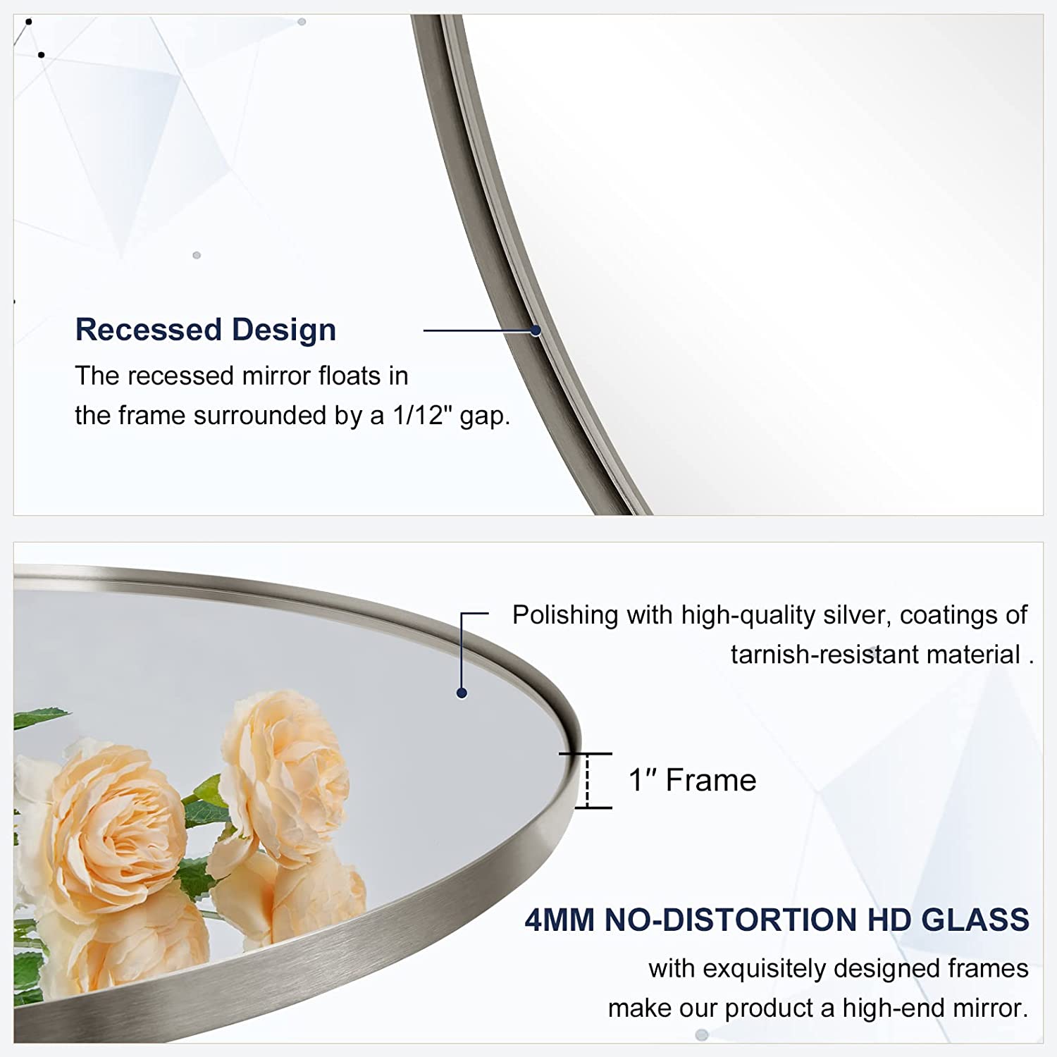 Open Box Like New: Modern Oval Bathroom Wall Mirrors |Stainless Steel Framed