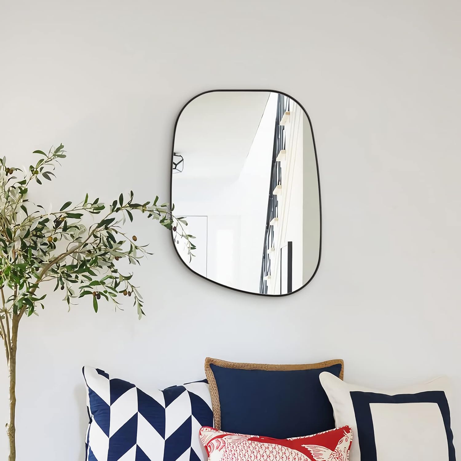 Asymmetrical Irregular Bathroom Wall Mirror | Stainless Steel Frame