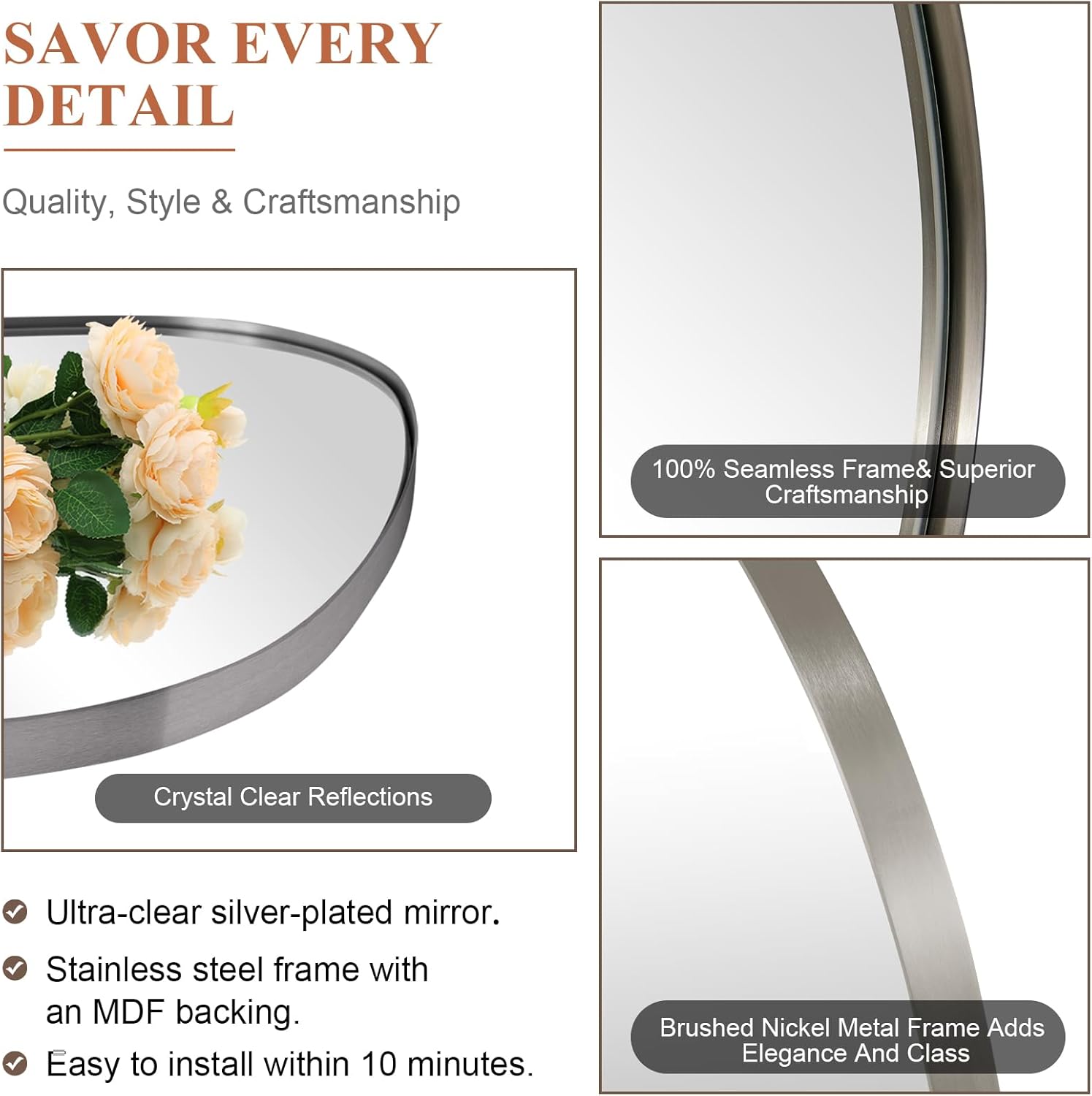 Open Box Like New:Contemporary Asymmetrical Irregular Bathroom Vanity Wall Mirror