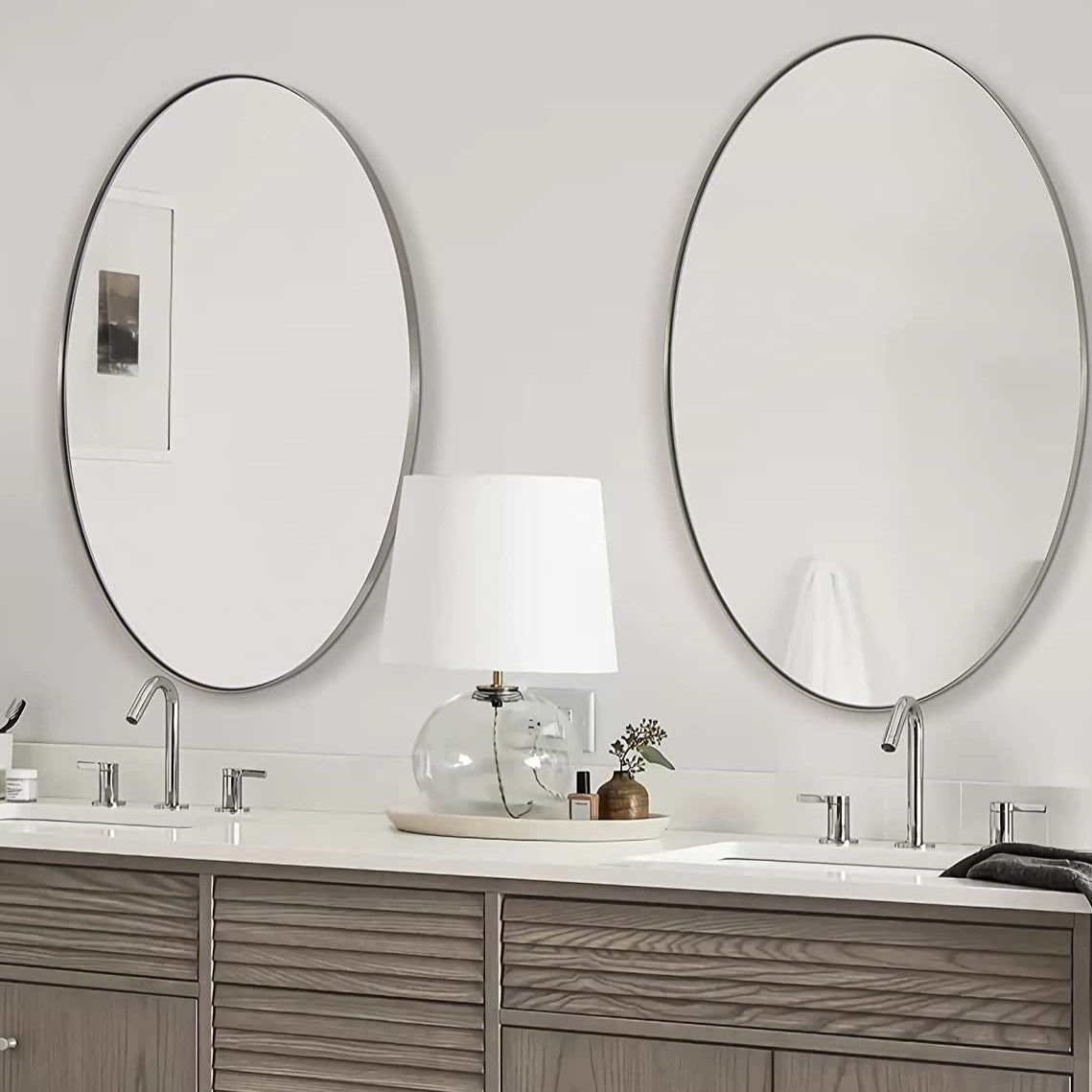 Modern Oval Bathroom Wall Mirrors |Stainless Steel Framed