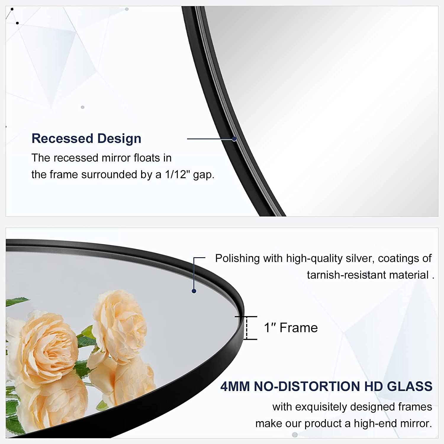 Contemporary Round Bathroom Mirrors Circle Wall Mirrors | Stainless Steel Frame