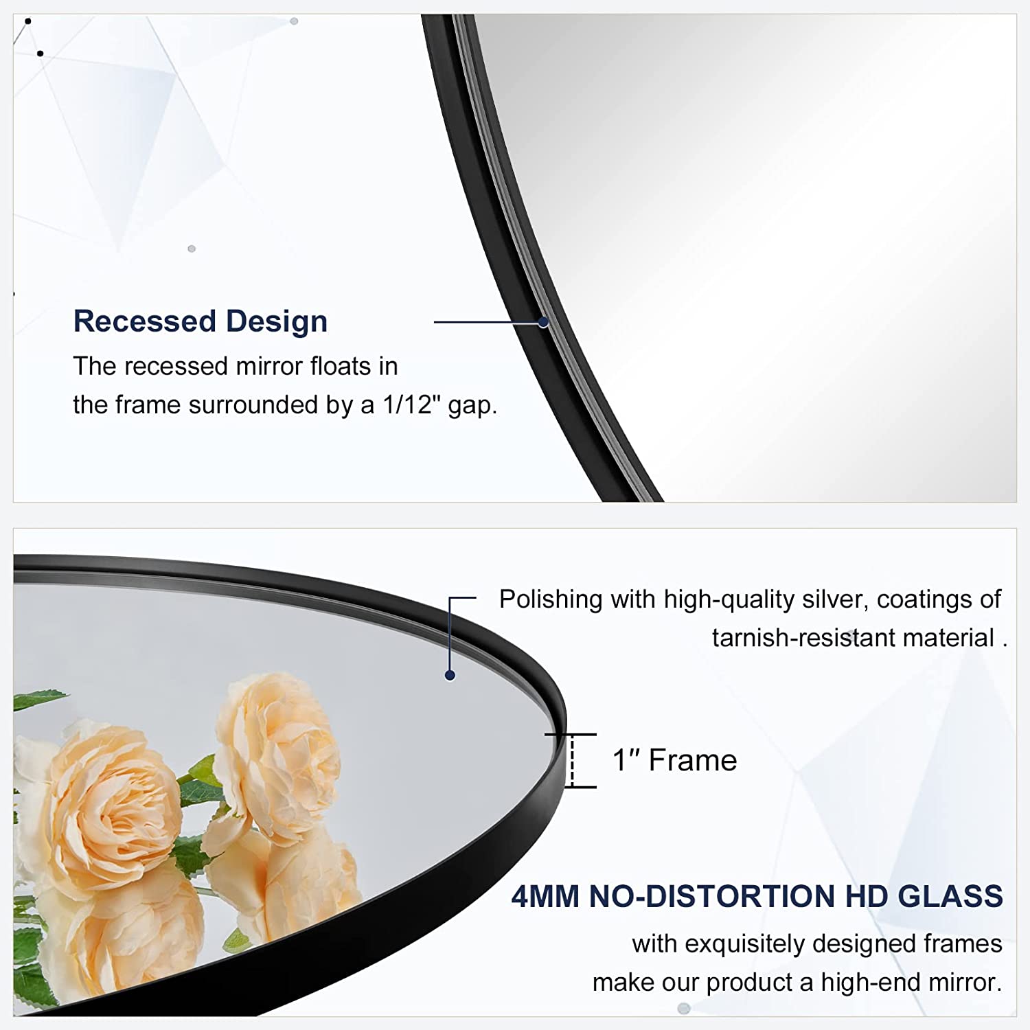 Contemporary Round Bathroom Mirrors Circle Wall Mirrors | Stainless Steel Frame