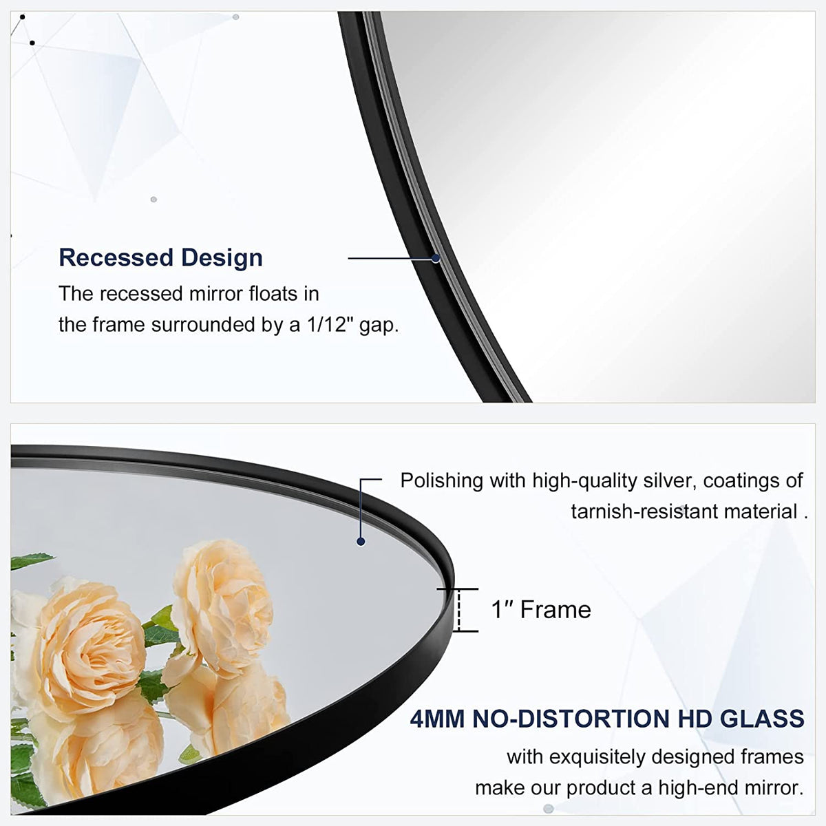 Contemporary Round Bathroom Mirrors Circle Wall Mirrors | Stainless Steel Frame