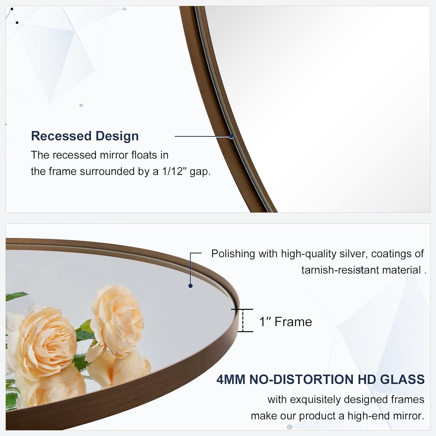 Contemporary Round Bathroom Mirrors Circle Wall Mirrors | Stainless Steel Frame