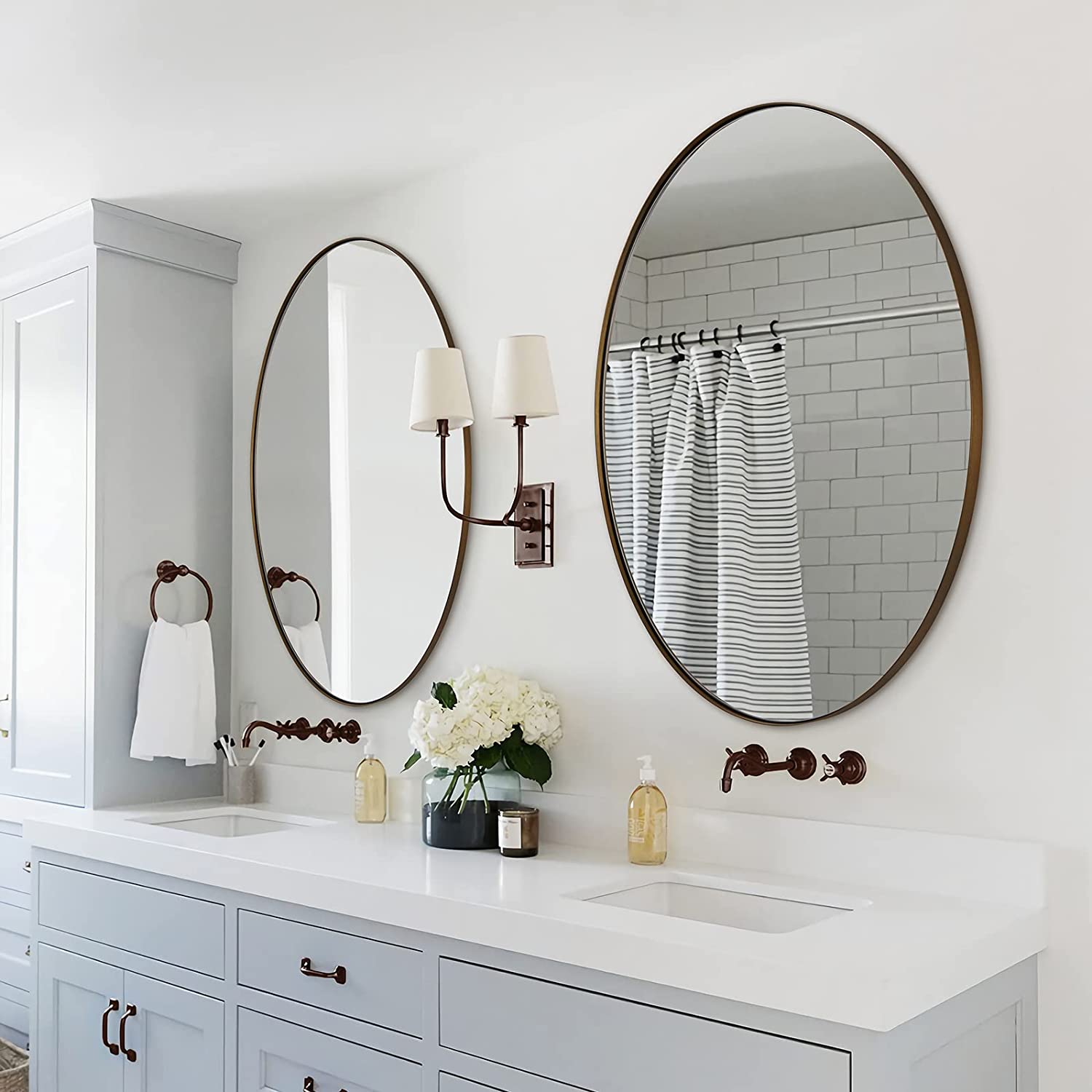 Modern Oval Bathroom Wall Mirrors |Stainless Steel Framed